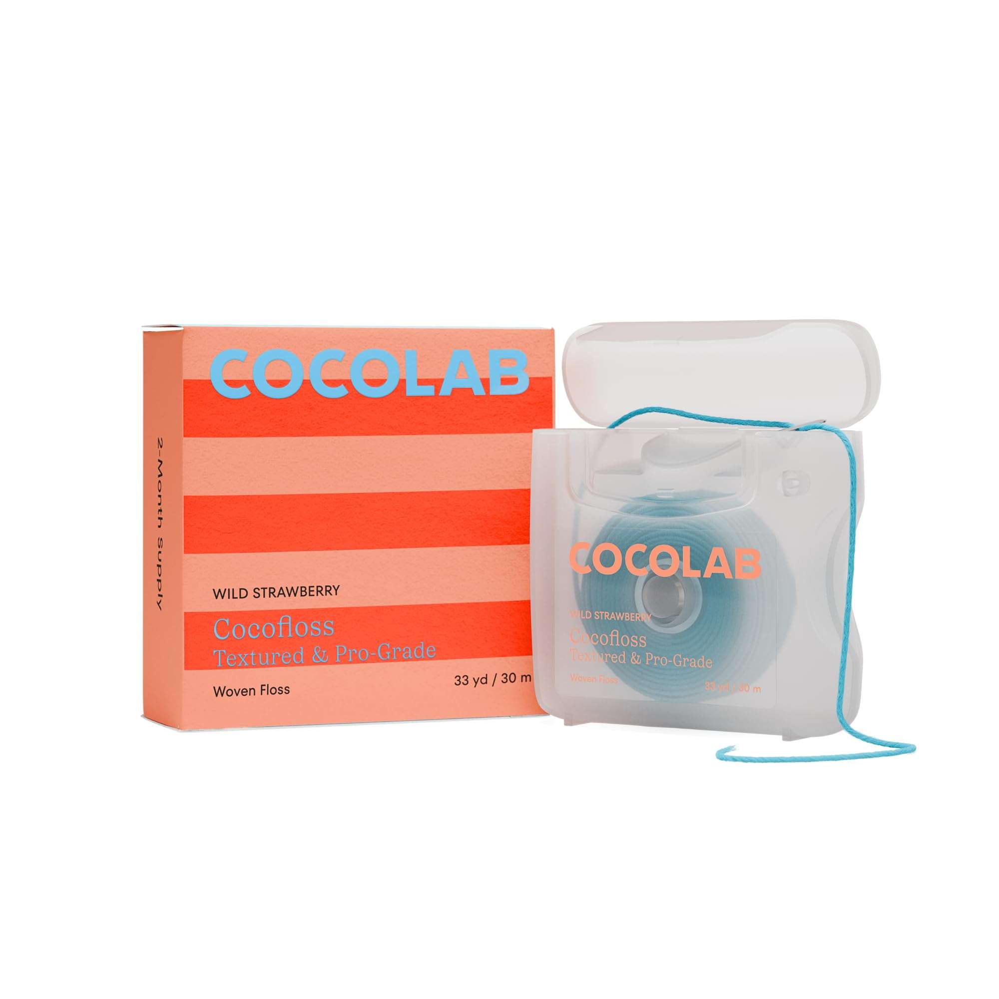 Cocofloss Woven Dental Floss, Dentist-Designed Oral Care, Strawberry Scent, Waxed, Expanding, Kid-Friendly String Floss with Coconut Oil, 1 Spool (33 yd) 1