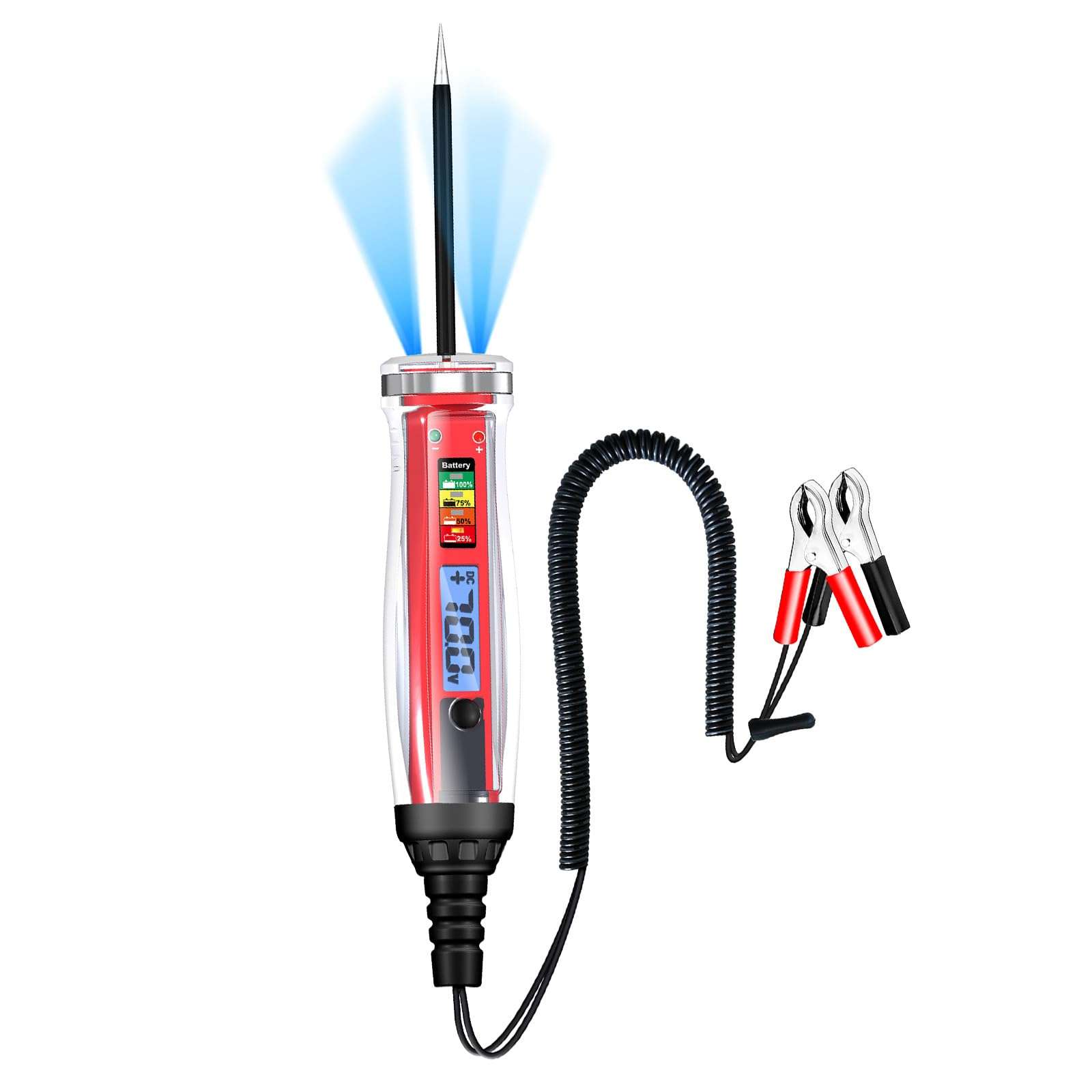 Automotive Circuit Tester 1-75V LCD Digital Display with Extend Wire Car Voltages Tester Heavy Duty Battery Tester 6