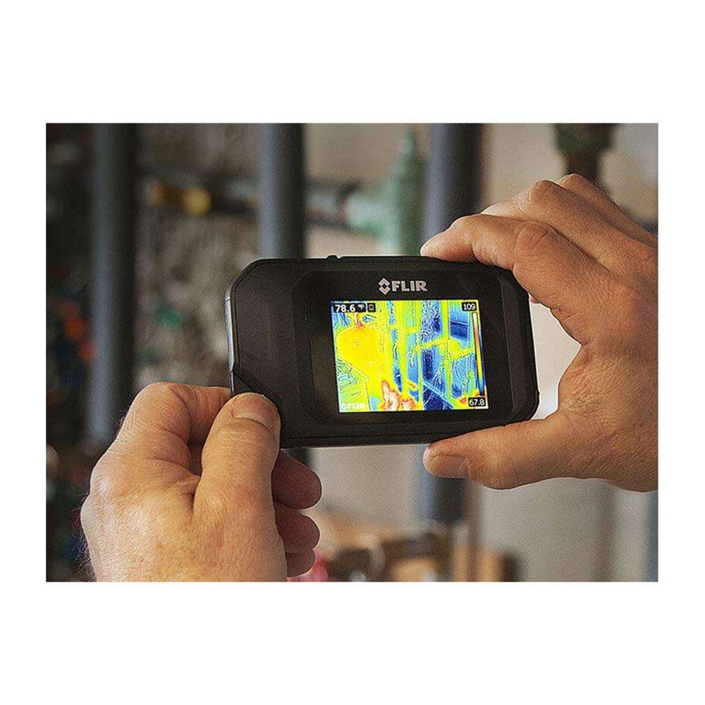 FLIR 72003-0303 C3 Compact Thermal Imaging Inspection Camera System w/Wi-Fi - Black w/Compact Deluxe Gadget Bag + 32GB MicroSD Memory Card and 1 YR CPS Enhanced Protection Pack Essential Bundle 5