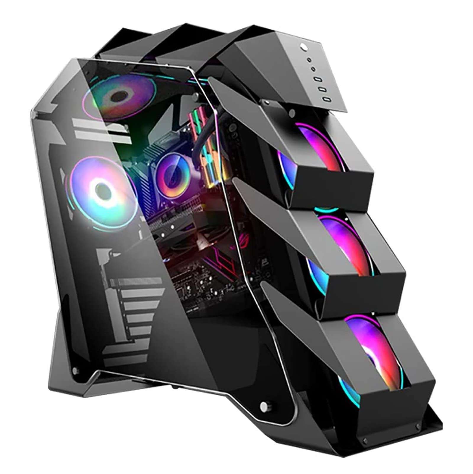 ATX Gaming Case - Micro ATX PC Case/ATX Computer Case- Mid Tower -Tempered Glass - Fan and Water Cooling Support (Color : Black) 1