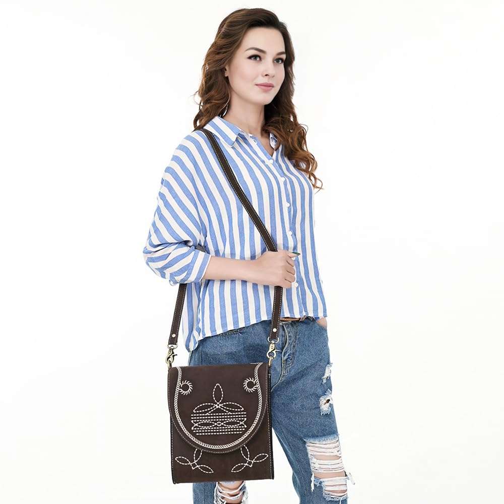 American Darling Cross Body Suede Genuine Western Leather Women Bag Western Handbag Purse | Western leather handbag | Hand tooled leather purse | Genuine suede crossbody bag 3