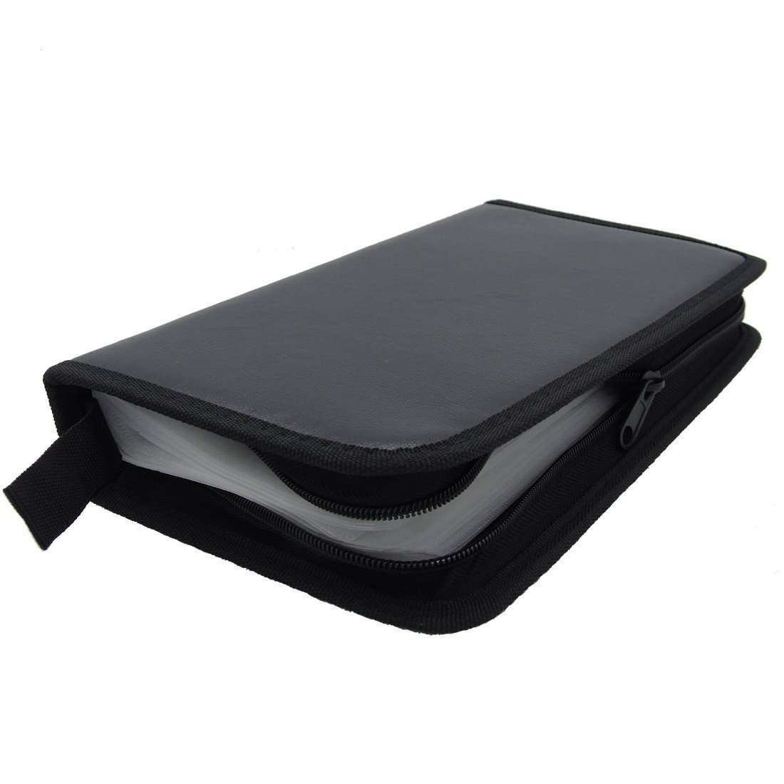 Grosun Black PU Leather CD DVD Storage Cases Portable Wallet Bags Holder for 80 Discs Capacity 2