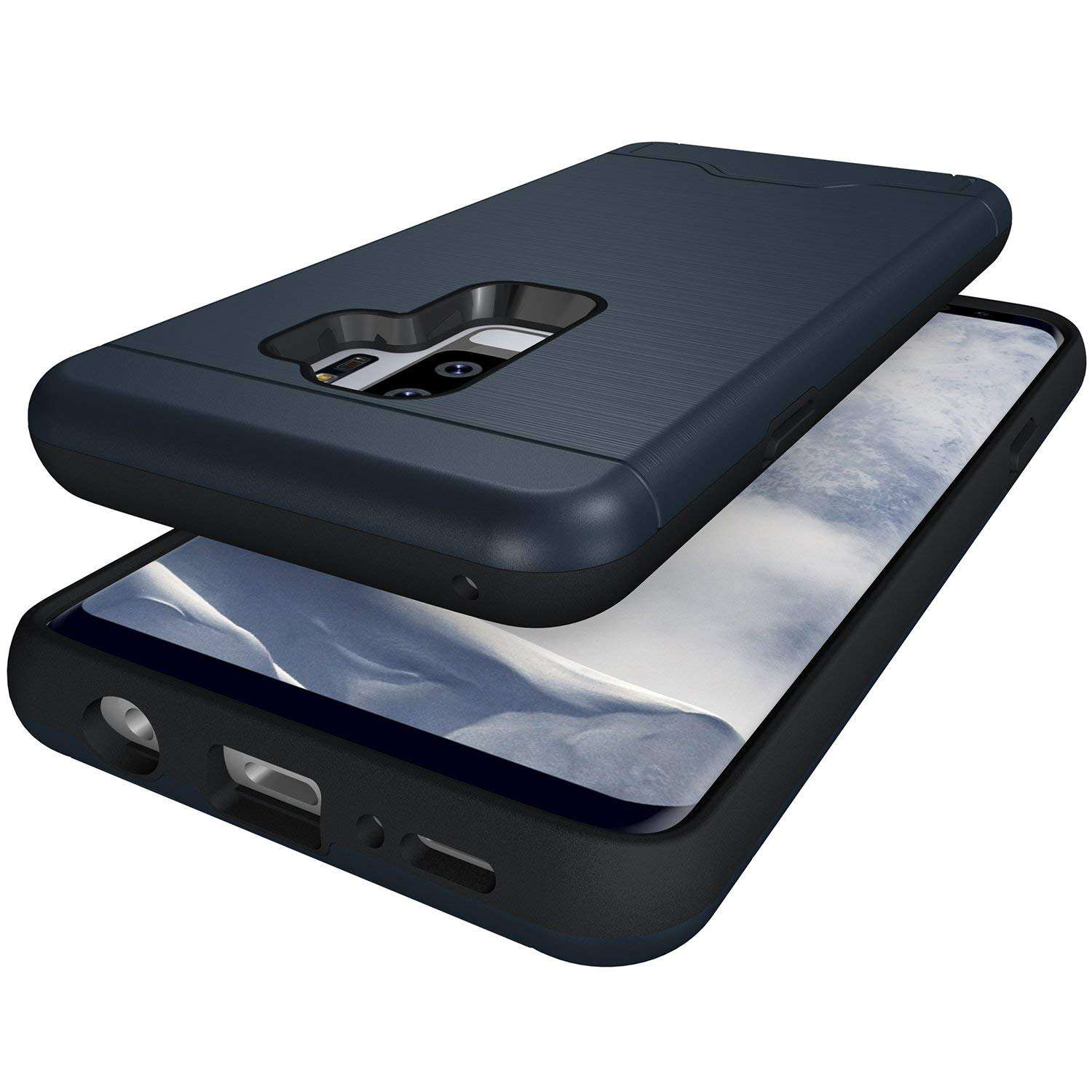 Baobeir Samsung Galaxy S9 Plus Case, Shockproof Heavy Duty Full Protective Cover with Credit Card Slot and Kickstand for Samsung Galaxy S9 Plus 6.2 Inches (2018 Release) (Navy Blue) 5