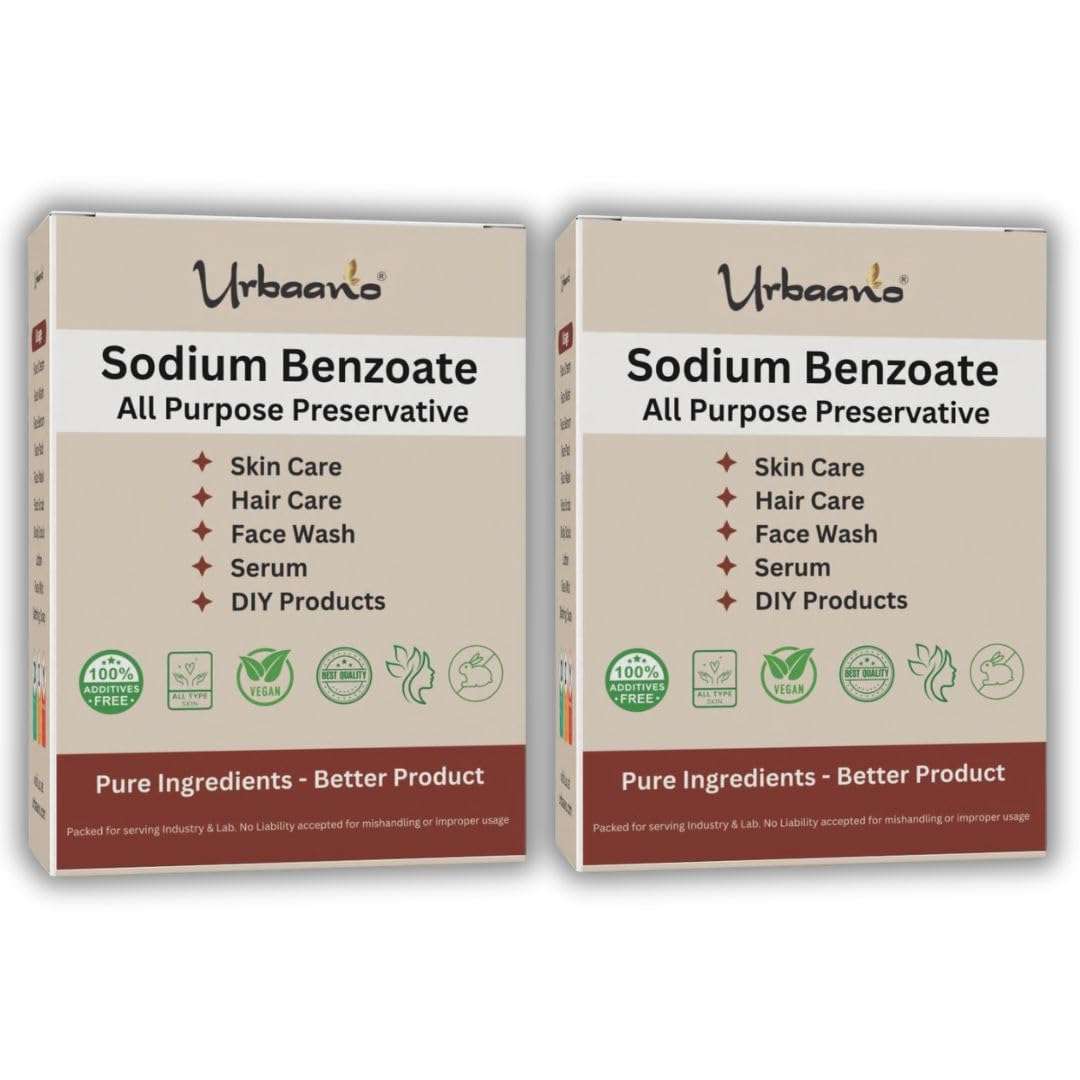 Urbaano Herbal Sodium Benzoate Preservative powder - 200gm For Soap Making, Shampoo, Cosmetics, Lotion, DIY Personal Care & Herbal products for Face, Hair, Skin & Body (100g X 2) 1