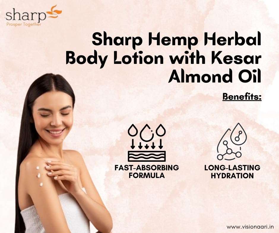 SHARP Hemp Body Lotion For Women with Kesar Almond Oil (200+200ml) || Intensive Care, Deep Moisture Nourishing Body Lotion || Deep Nourishing | Body Lotion For Men and Women || For Dry Skin | (Pack of 2) 4
