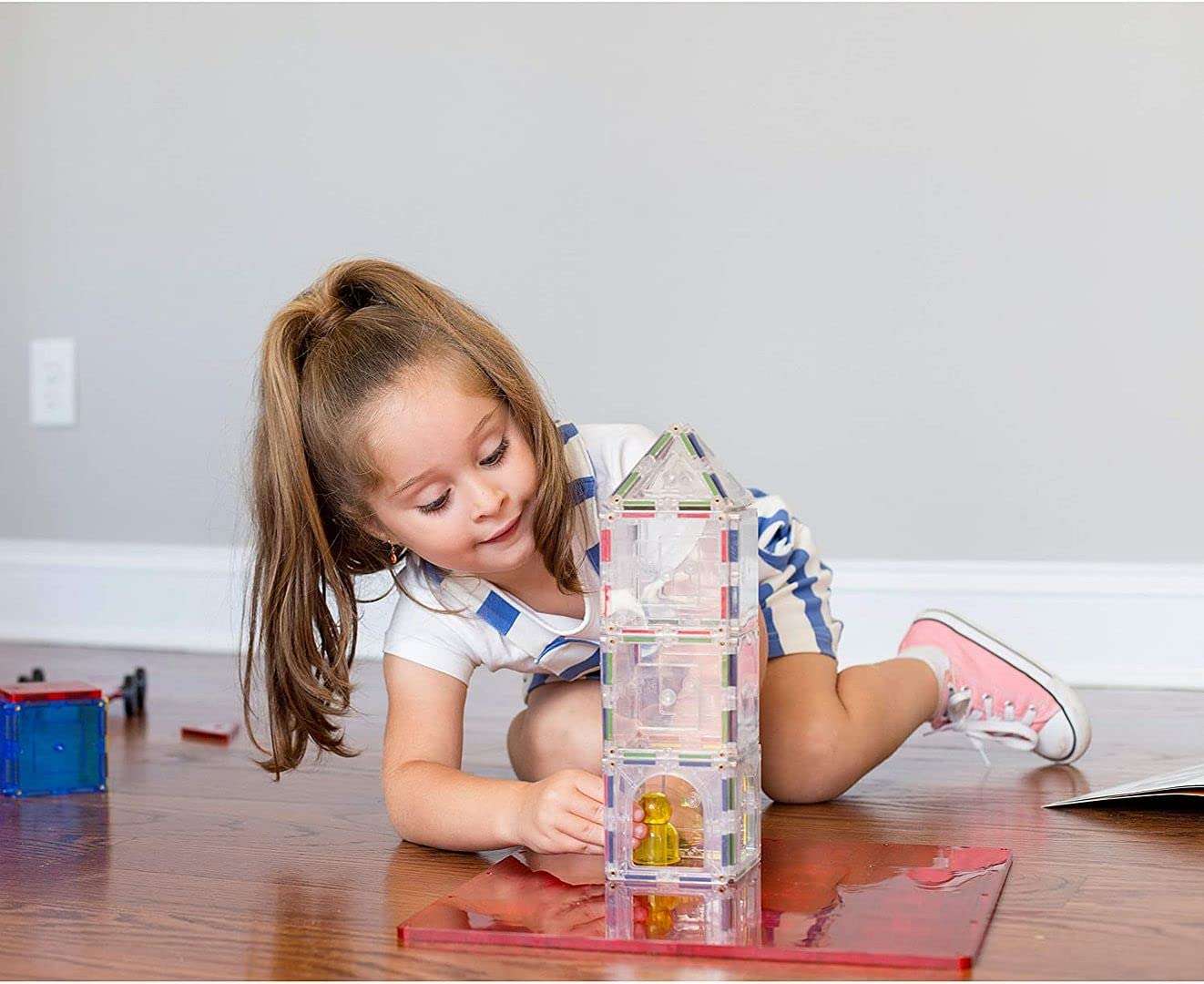 Shapemags Magnet Building Tiles Magnetic Blocks - Baseplate Stabilizer Building Tile Kit, Award Winning STEM Educational 3D Construction Blocks Set 4