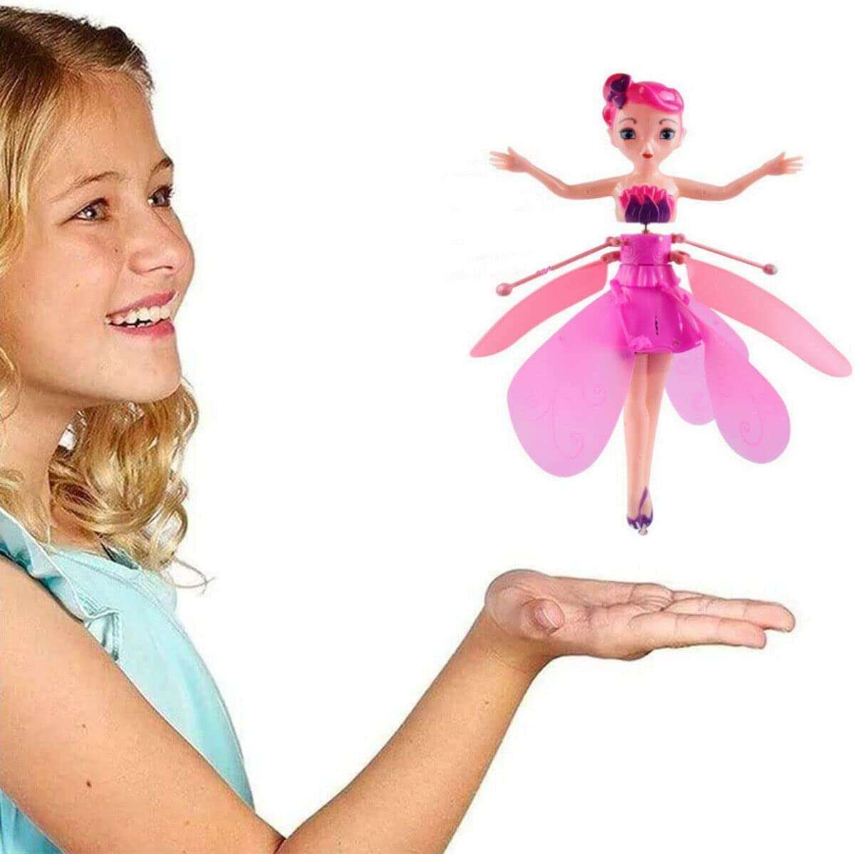 HOMOZE Flying Magical Hand Sensor Control Flying Fairy Doll, USB Powered & 3D Light Plastic Flying Fairy Sky Dancers Toy Rainbow Glitter Flying Princess Doll for Girls & Best for Gift | Flying Toys 4
