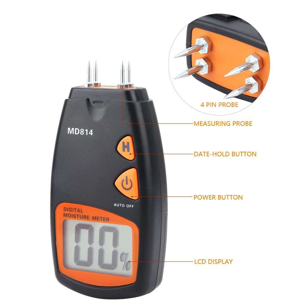 CICIN Wood Moisture Meter LCD Display, Digital Wood Moisture Meter Humidity Tester Measuring Detector (Batteries Not Included) 5