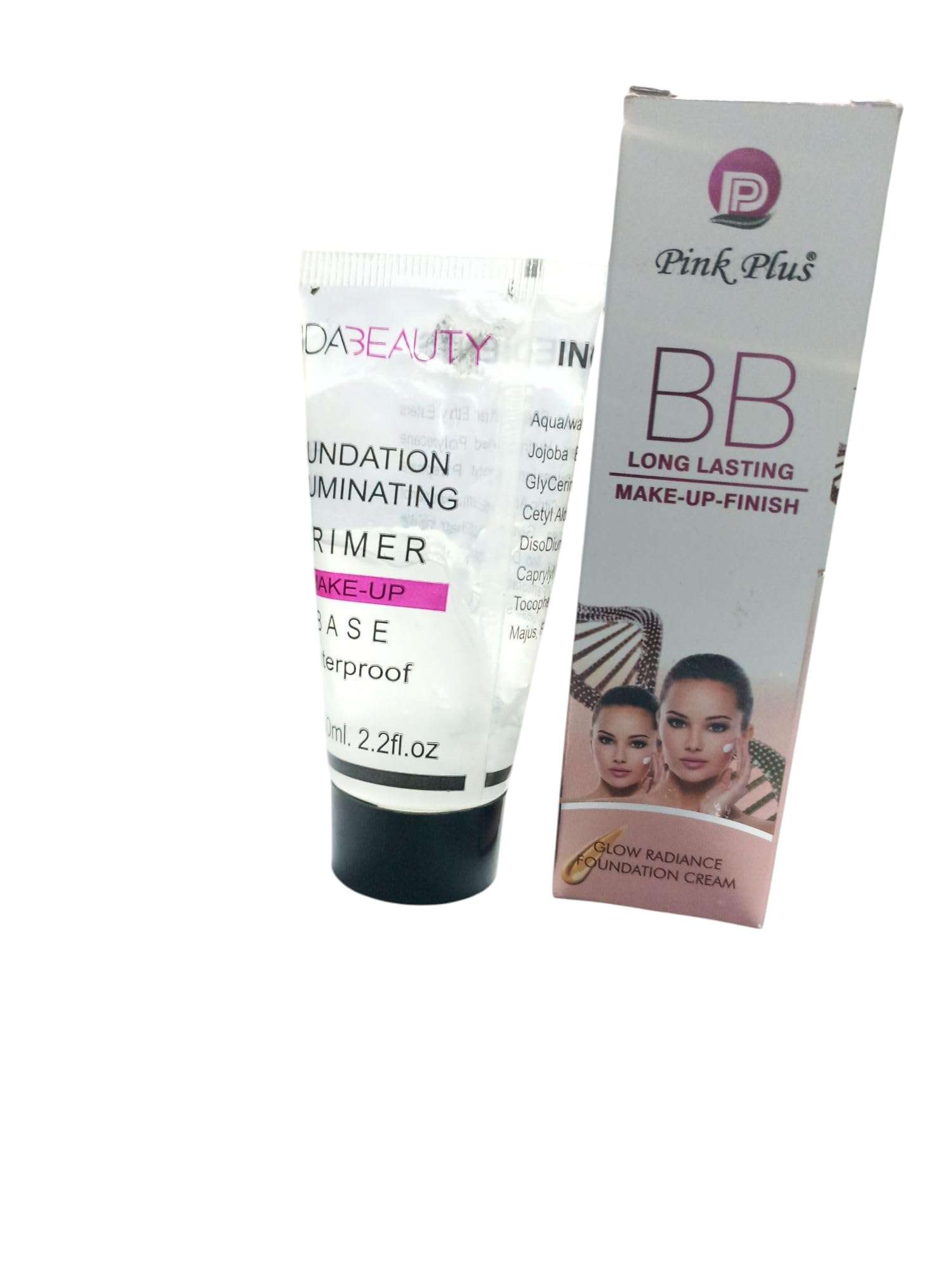 Pink Plus BB Long Lasting Makeup Primer, Waterproof Foundation Base, 50ml, Glow Radiance Cream (Pack of 2)
