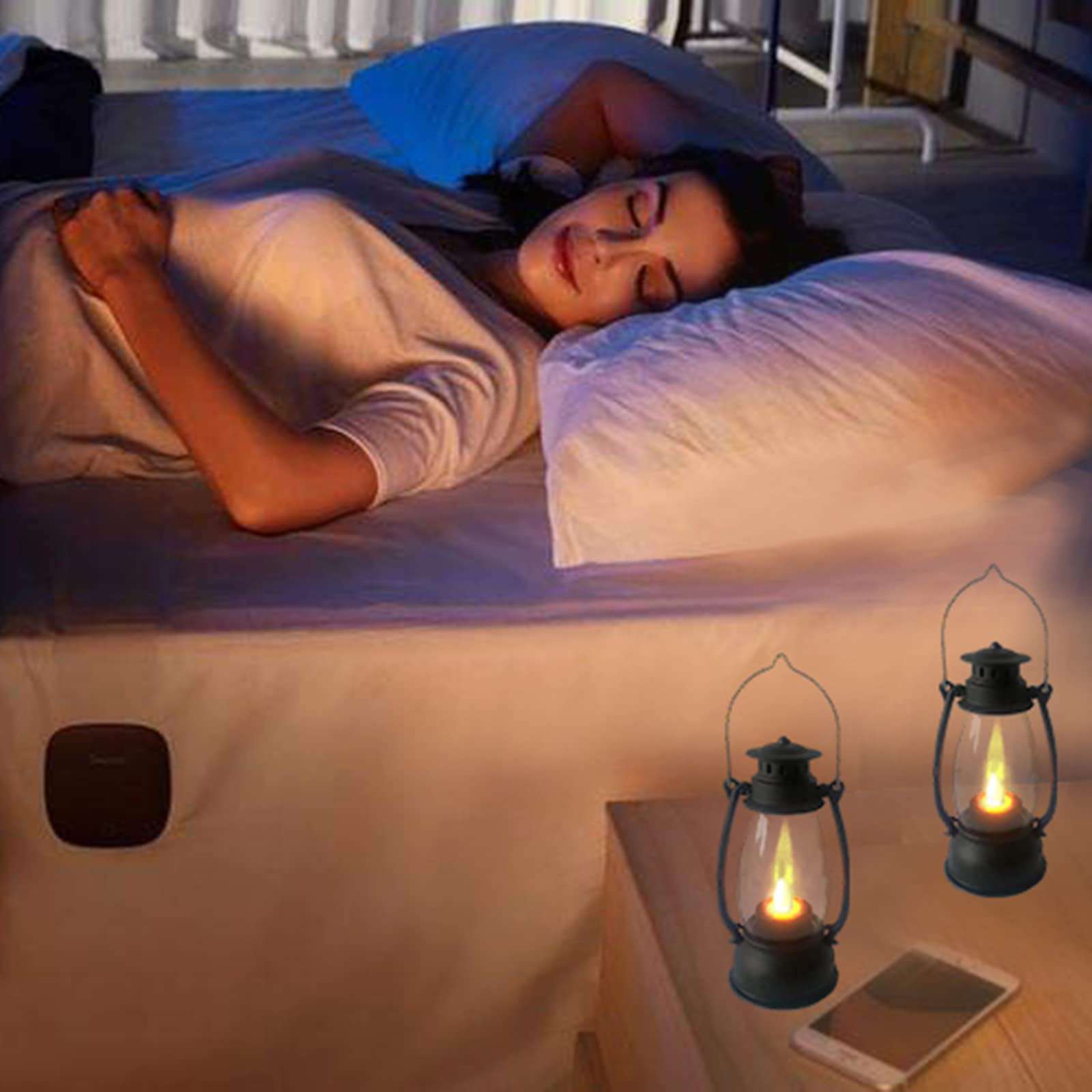 JAGDIV Mini Lanterns 6-Pcs LED Small Lanterns Indoor Lanterns Decorative Outdoor Hanging Lantern Decorative Candle Lanterns Farmhouse Decor for Weddings Birthday Party Halloween (Black 1) 6