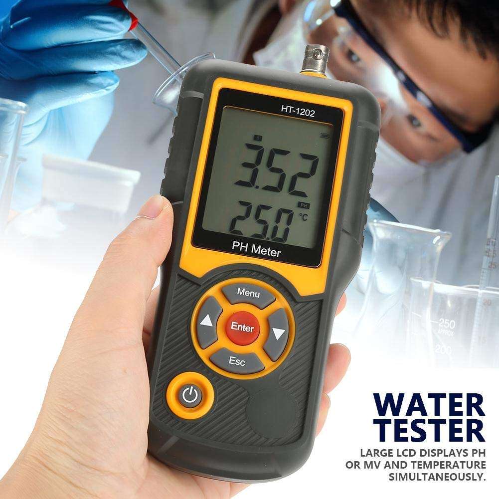 JF-XUAN Water Quality Tester Water Quality Tester, HT-1202 High Precision Digital Water Quality Tester PH mV Tester Temperature Meter 0~14PH 3