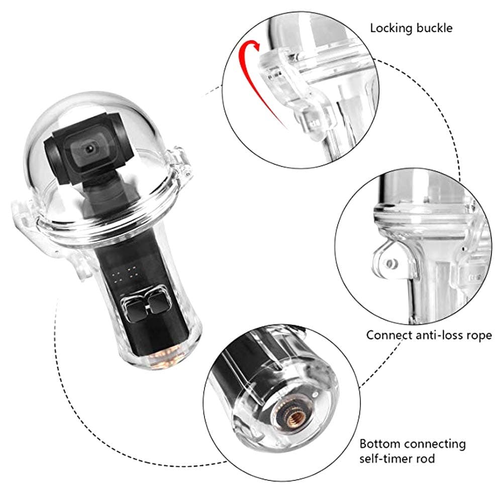 Camera Waterproof Case, 60M Waterproof Underwater Camera Housing Supports 360 Degrees Panorama Shooting for DJI for OSMO Pocket for Skiing,Diving, Swimming 2
