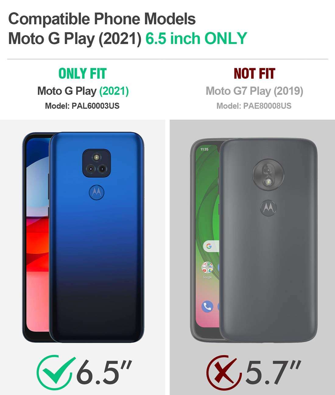 Poetic Guardian Series Case Designed for Motorola Moto G Play (2021), Full-Body Hybrid Shockproof Bumper Clear Protective Cover Case, Built-in Screen Protector, Blue/Clear 2