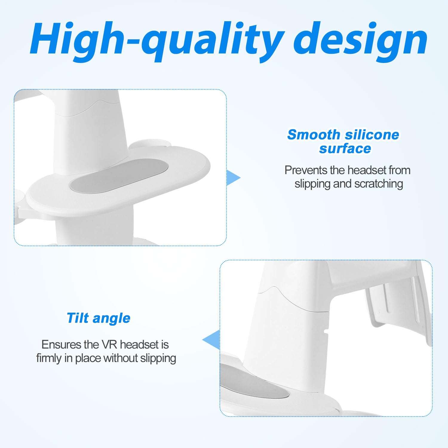 VR Stand Compatible with Meta Quest, VR Headset Holder Gaming Headsets Organizer Vertical Charging Dock VR Accessories Storage Rack for Meta Quest 3S Quest 3 Quest 2 (White) 6