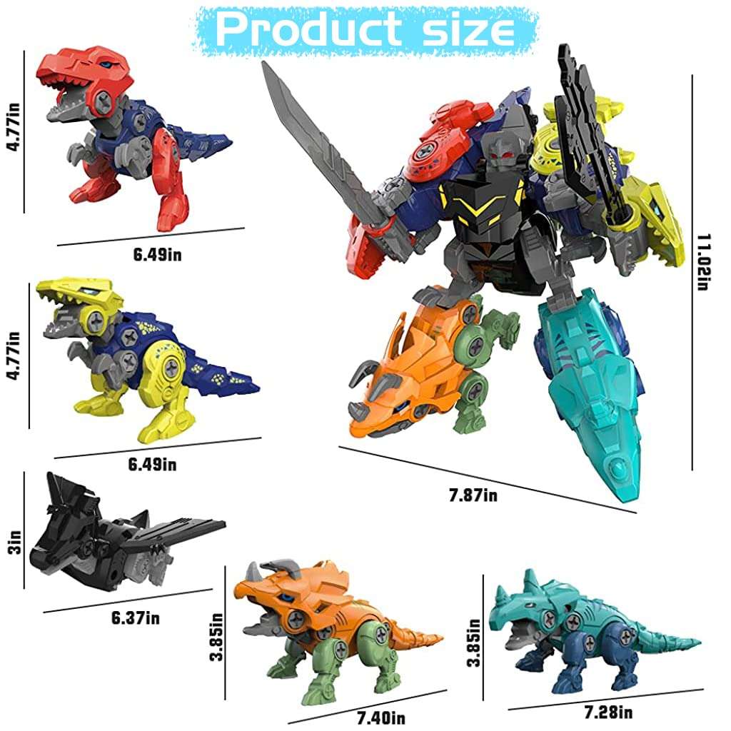 ELEPHANTBOAT® DIY STEM Dinosaur Assembling Building Transformers Block Toy with Screwdriver for 3-8 Year Old Boys Girls Birthday Gifts 3