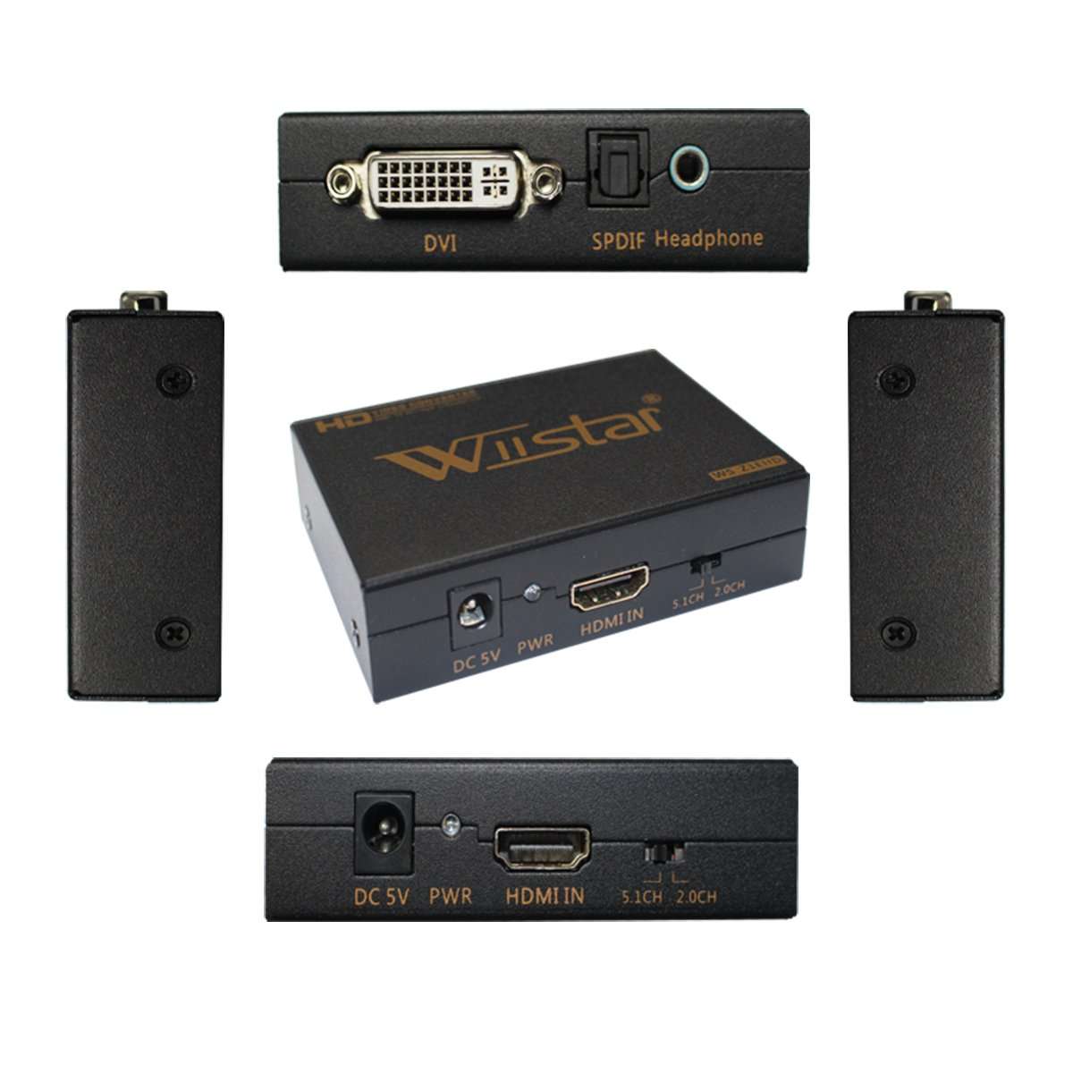 Wiistar HDMI to DVI Converter Spdif/Toslink Earphone Output Audio Video Converter for PS/XBOX360,/Blue-ray DVD,/HD STB 5
