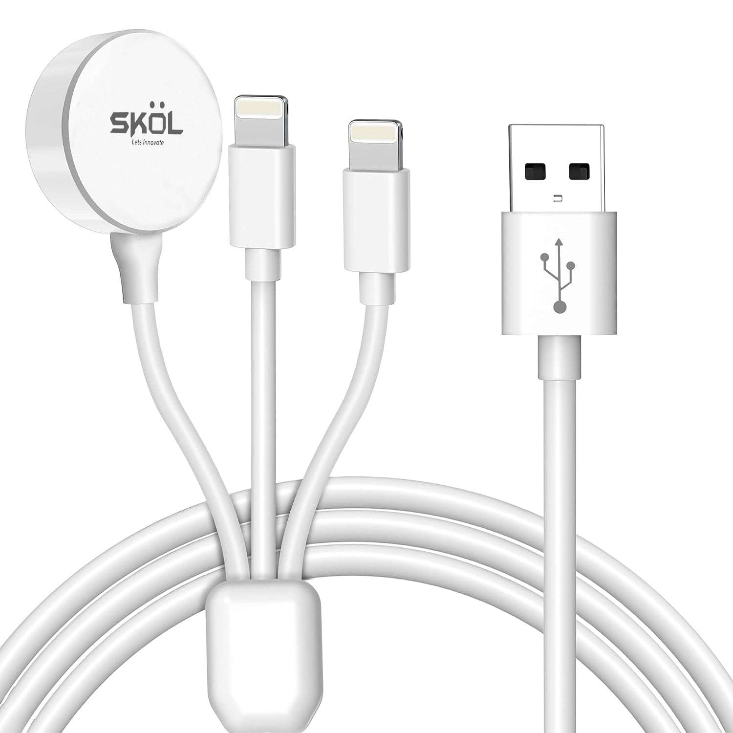 Smart Watch 3 in 1 Charging Cable Compatible for i-Watch SE 8/7/6/5/4/3/2/1 All Versions 38mm 40mm 42mm 44mm 45mm (White Color) 1