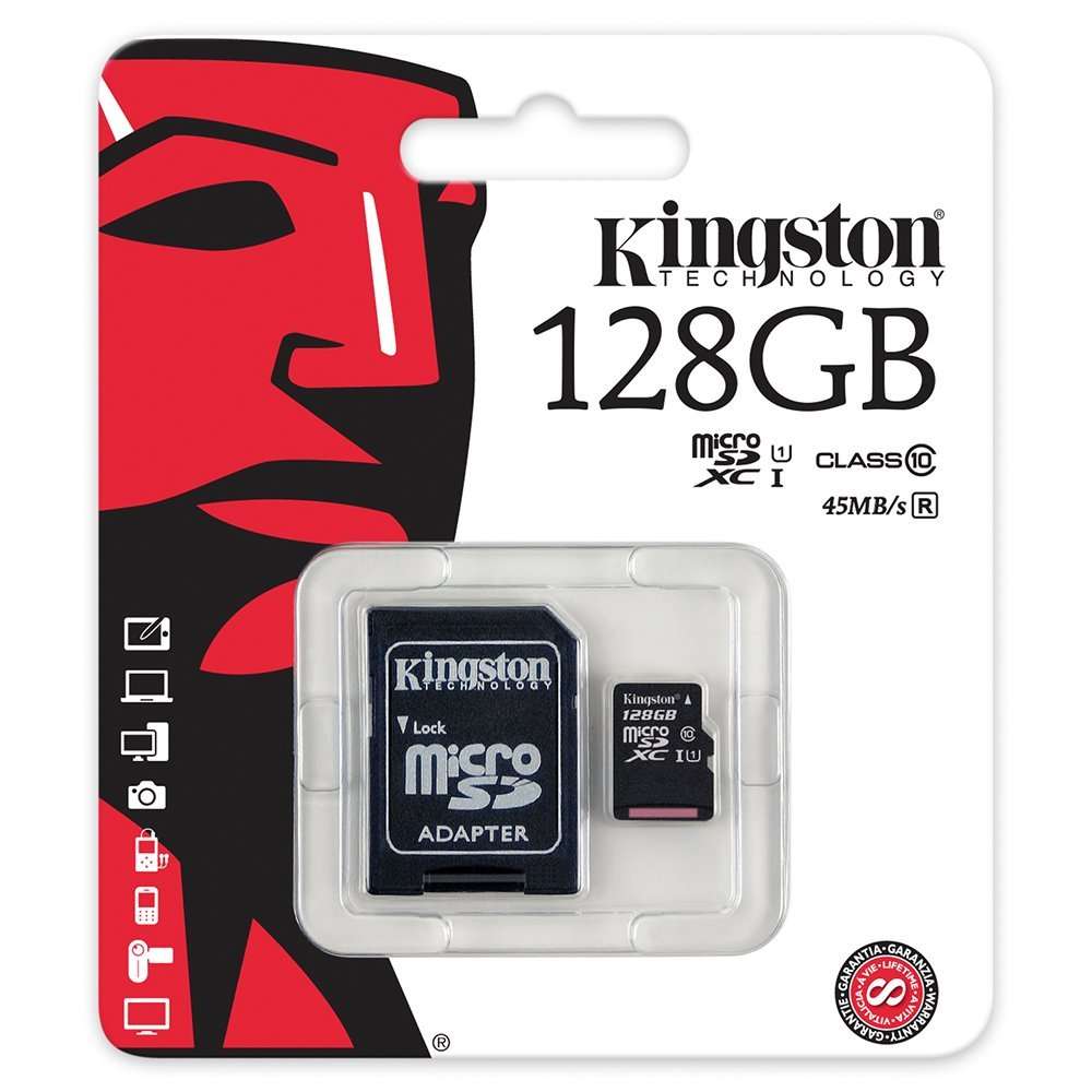 Kingston 128GB SDXC Micro Canvas Select Memory Card and Adapter Works with Samsung Galaxy A50, A40, A30 Cell Phone (SDCS/128GB) Bundle with 1 Everything But Stromboli MicroSD and SD Card Reader 2