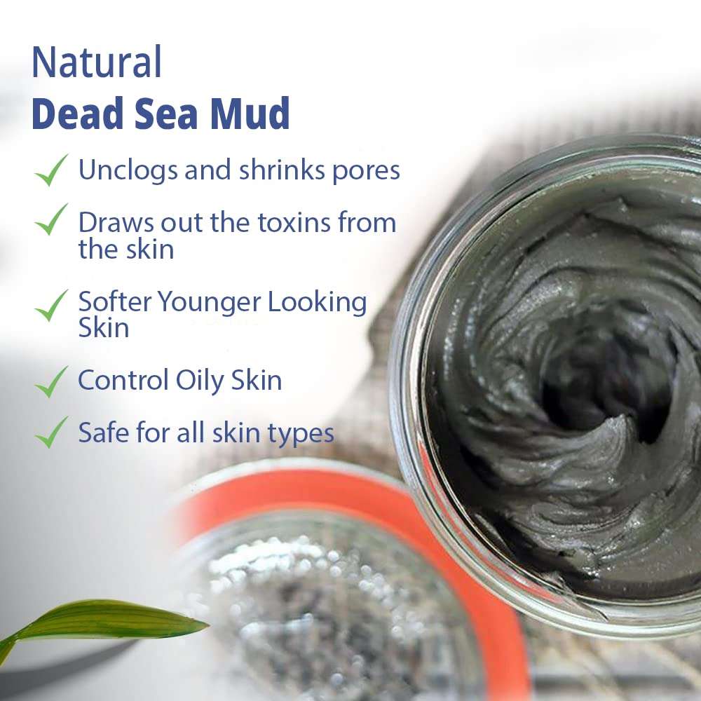 MOKSHAUM Natural Dead Sea Mud Clay Mask Powder for Skin-Deep Cleanse,Detoxify,Removes Blackheads & Acne,Moisturizer & Stimulates Circulation - Suitable for All Skin (200 g Pack of 1) 5