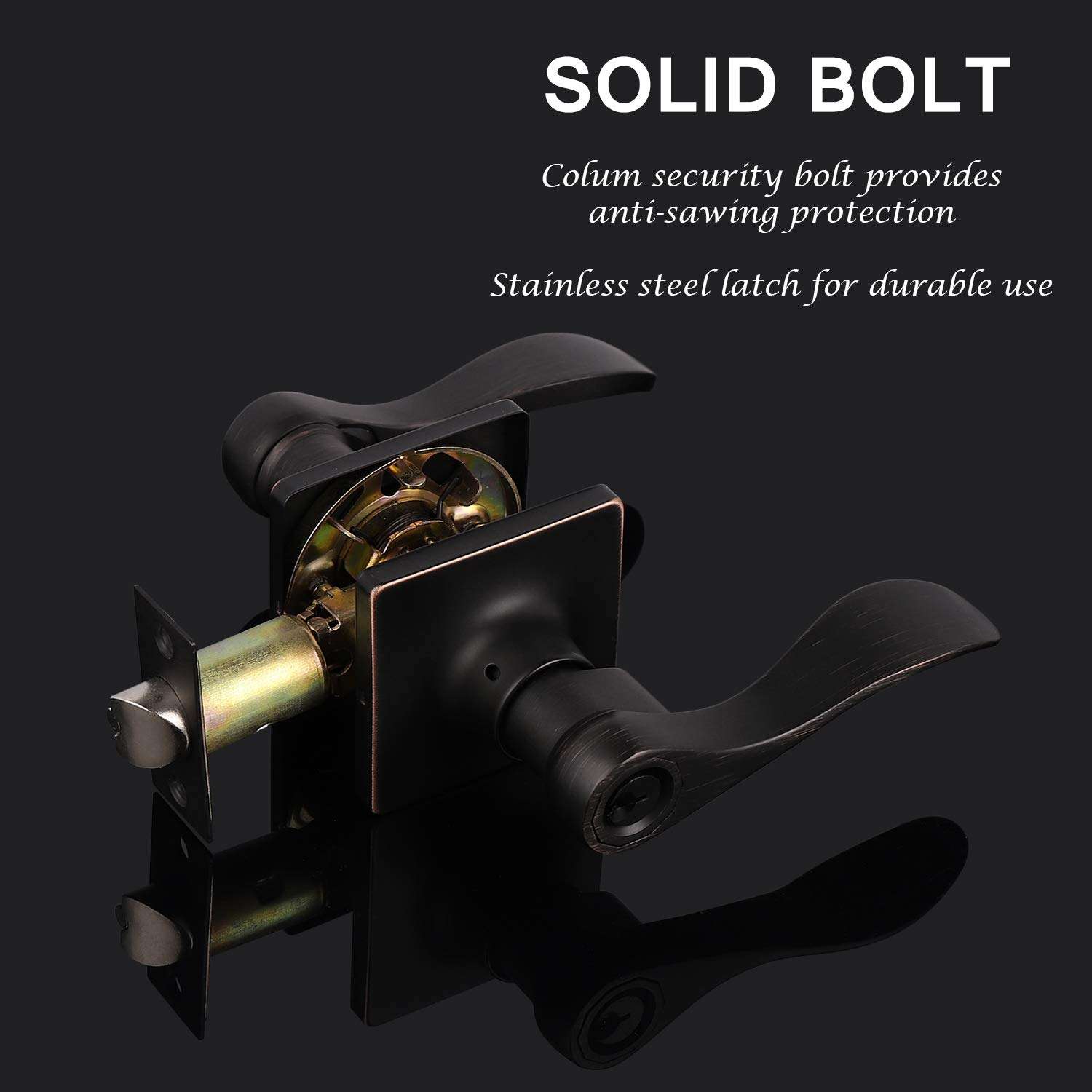 KNOBWELL 1 Pack Bronze Front Door Handle with Lock, Commercial Door Handle Sets, Inside/Outside Door Handle with Key, Reversible for Left and Right 5