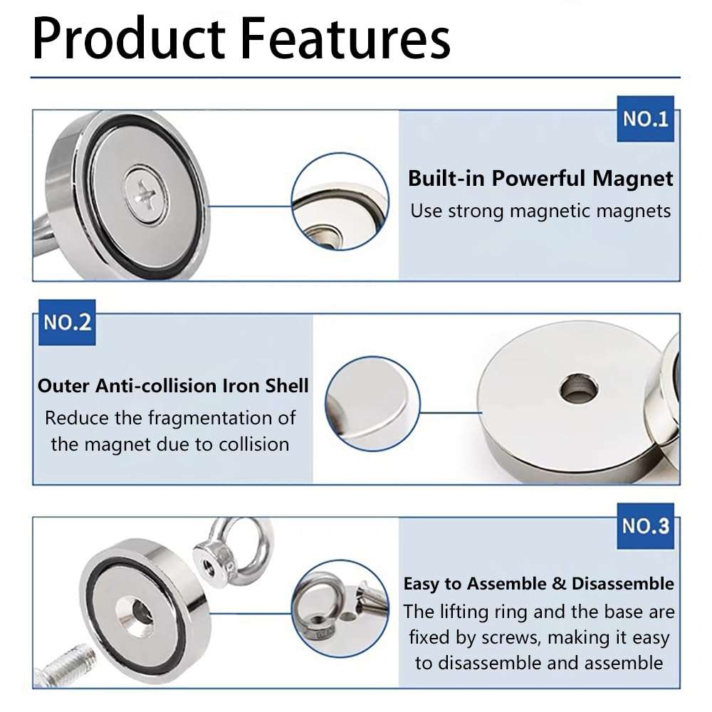 36mm Fishing Magnet, 20-39kgf Vertical Pulling Force Strong Magnets, Powerful Magnet Heavy Duty, Magnets Fishing for Underwater Retrieval, Salvage and Fishing (No rope included) 4