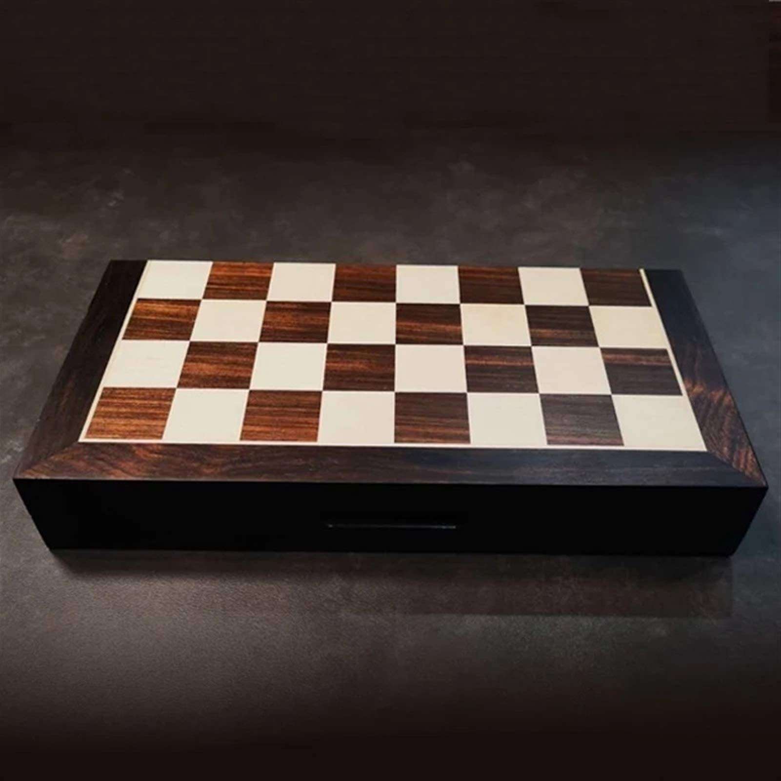 LYFASD Wooden Chess Set Beech Wood Checkers for Children Travel Folding Table Board Game Set Educational 4