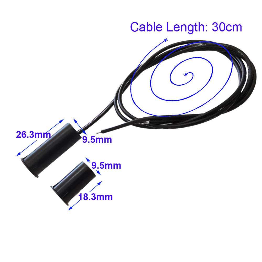 Gebildet 6pcs Recessed Wired Security Window Gate Contact Sensor Alarm Magnetic Reed Switch,Magnet Near - Connect Circuit, Magnet Away - Break Circuit,Magnetic Switch(Cylindrical,Black) 3