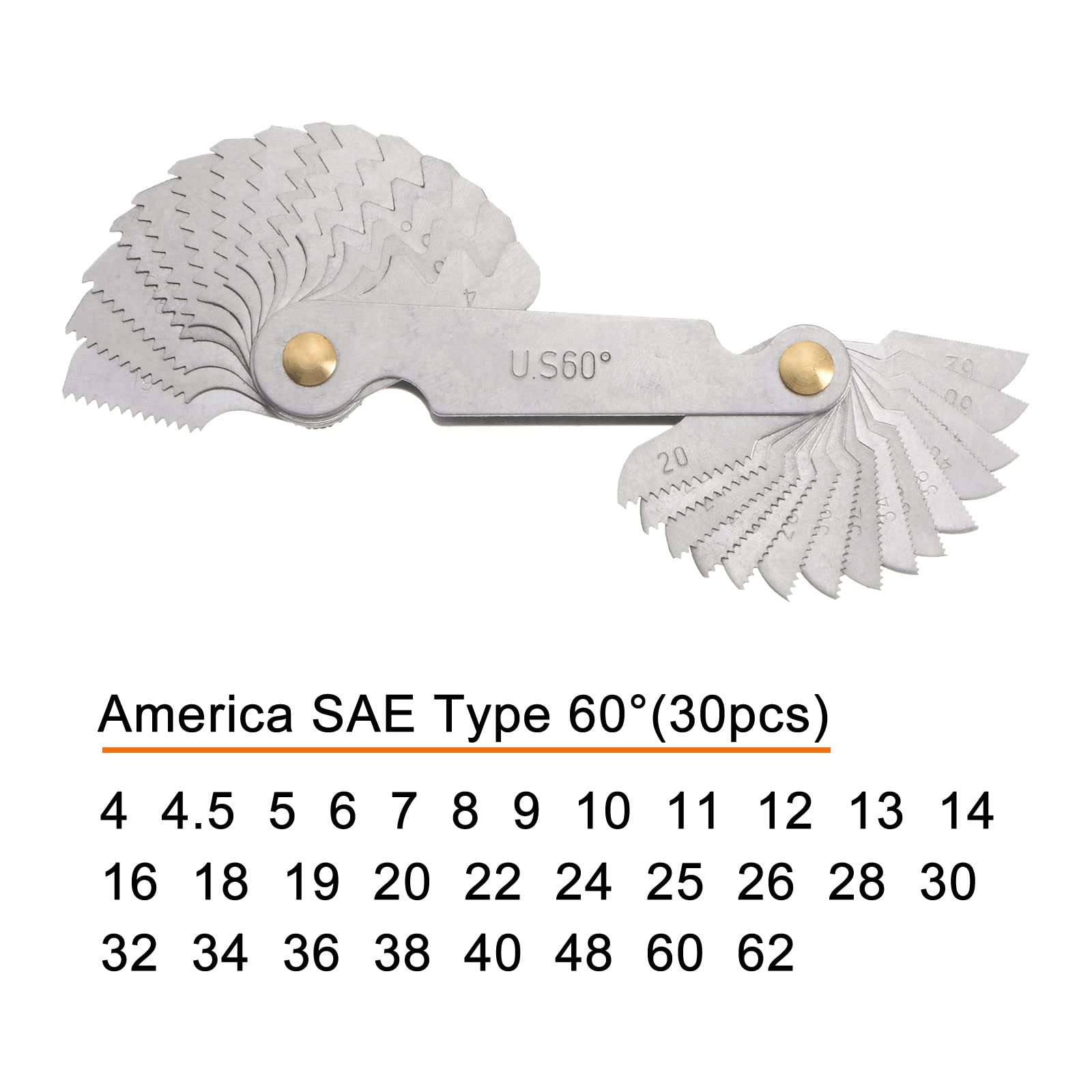 HARFINGTON America SAE Type 4-62 Screw Thread Pitch Gauge Tool Pitch Cutting Gauge Caliper Gauges Measuring Tool for Industrial Measurement 3