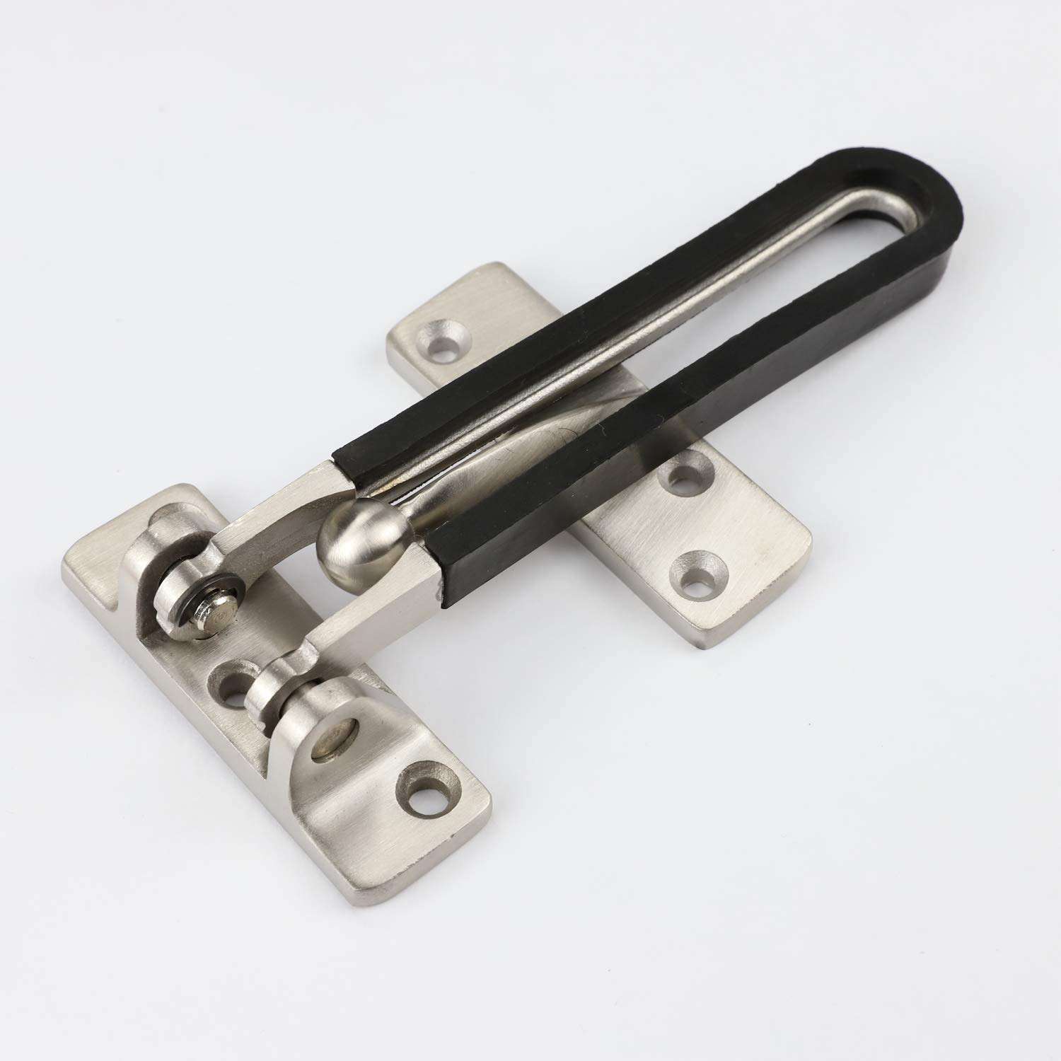 TOGU Solid Thicken Security Door Chain Guard,Gate Latches Swing Bar Door Lock for Home,Apartment,Hotel,Dormitory,Satin Nickel,4pcs 1