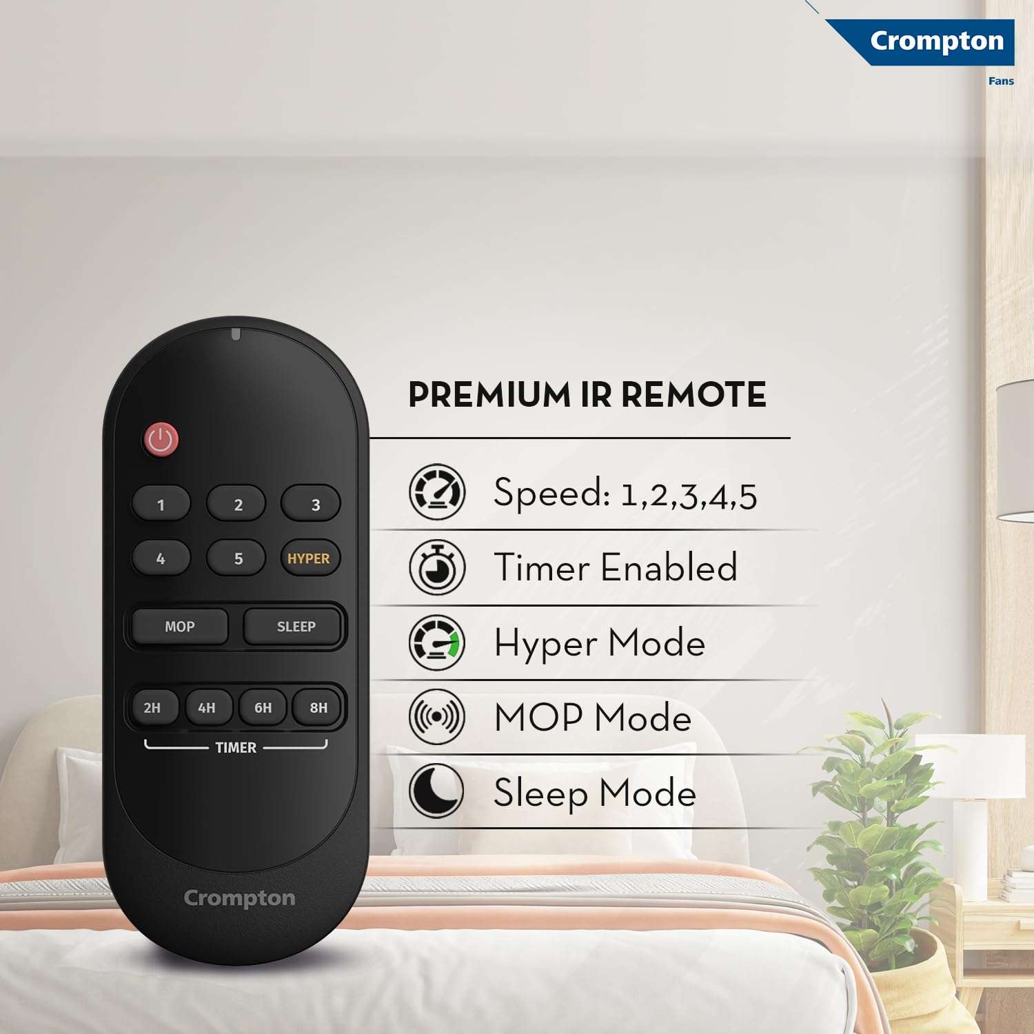 Crompton Energion Nucleoid 1200mm BLDC Ceiling Fan | Remote Control | BEE 5 Star Energy Rated | High Air Delivery | 4 Years Manufacturer Warranty | Metallic Grey 6