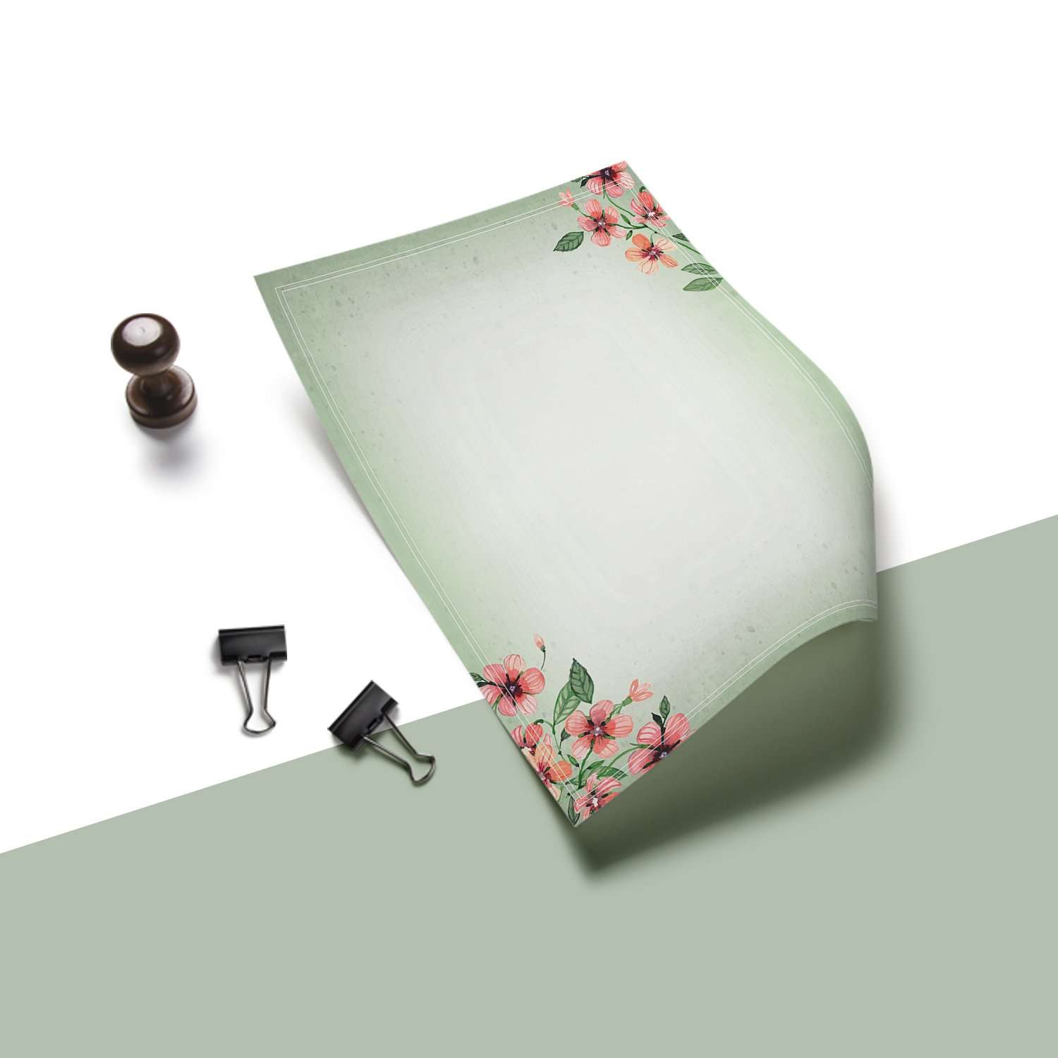 Stationery Writing Paper - 100 Set Floral Letter Notes for DIY Invitation Kit - Perfect Invitations for Bridal Shower, Birthday, Wedding, Engagement Party, VIP, and All Occasions - Green Nature Design 4