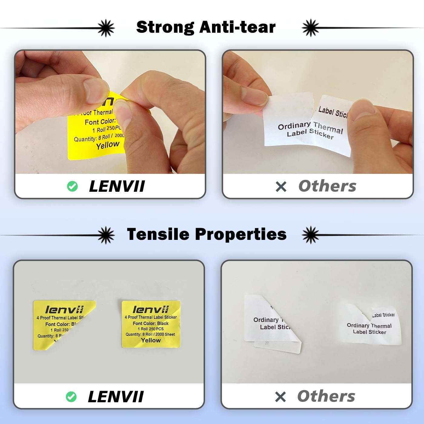 LENVII Yellow 1.57" x 1.18" Thermal Labels Stickers 2000 Sheets-8 Rolls × 250 Label,Tear/Water/Oil/Scratch Resistant Multi-Purpose Adhesive Sticker for Barcode,Home,Office,Logo,Product/Gift Labeling 5