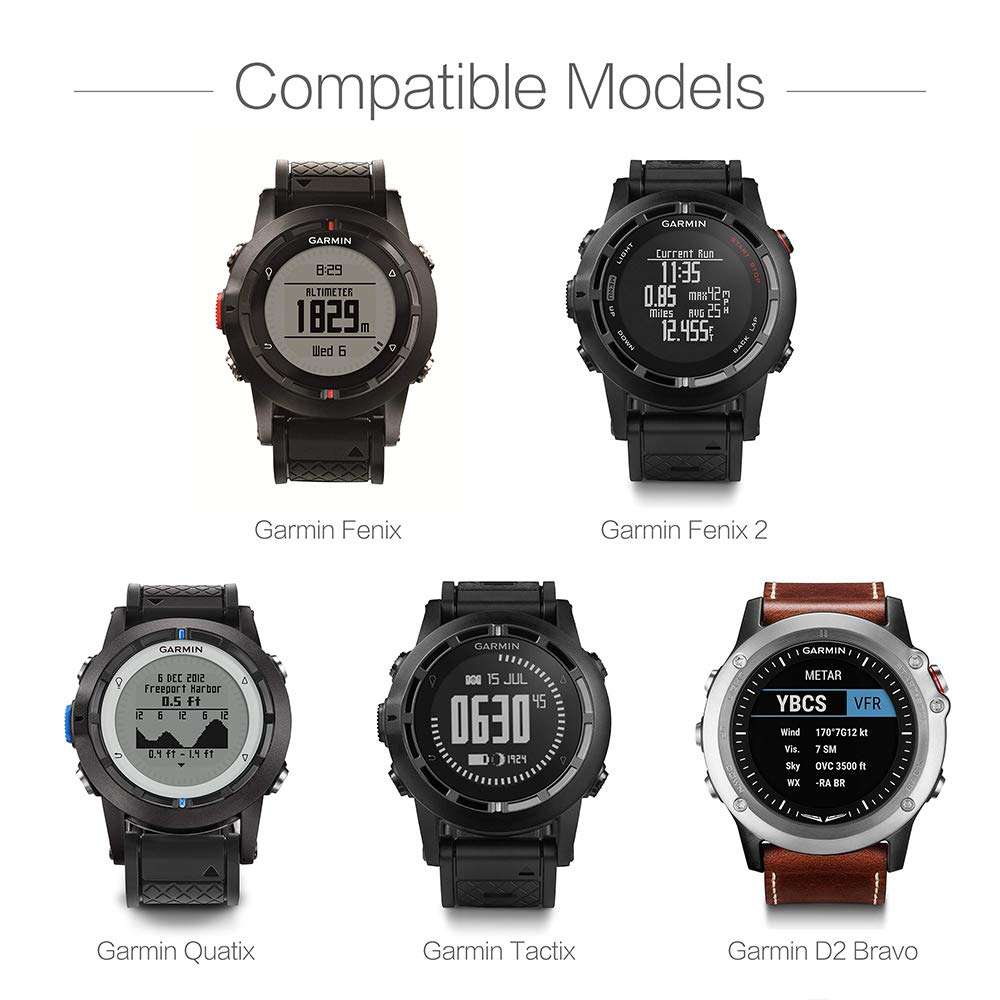 TUSITA Charger Compatible with Garmin Fenix, Fenix 2 Special Edition, D2, Quatix, Tactix GPS Watch - USB Charging Cable Clip Cradle 100cm - Smartwatch Accessories 6