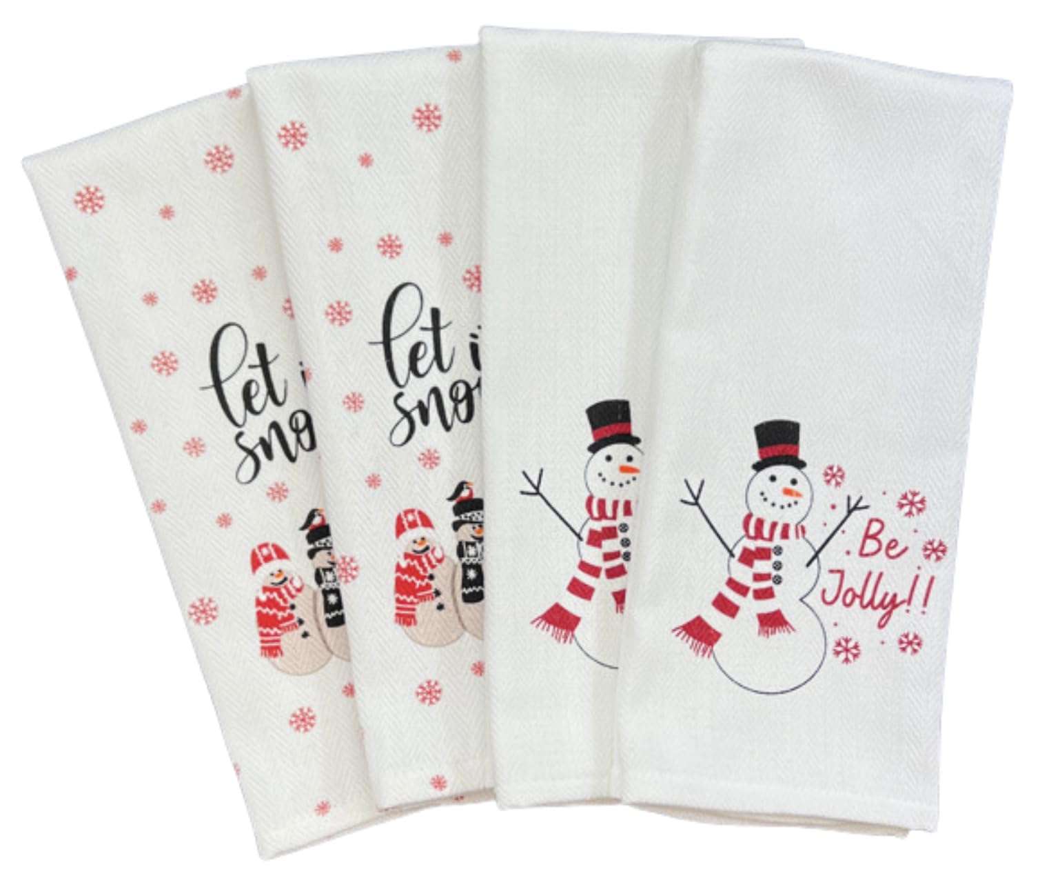 Holiday Seasonal Kitchen Towels: Two Sets of Snowman Friends 4 Pc (Snowman Party) 2