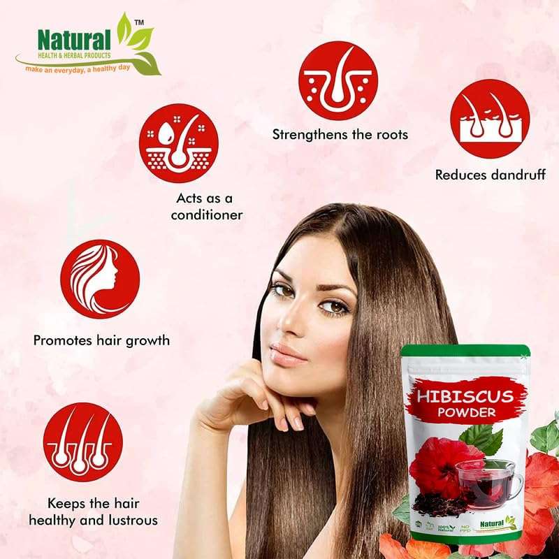 Natural Health & Herbal Products Hibiscus Powder | Rosa Sinensis | Hibiscus Rosa Sinensis | Shoeblackplant For Skin Care, Hair Care, Weight Loss and Drink(Tea) - 100Gram 3