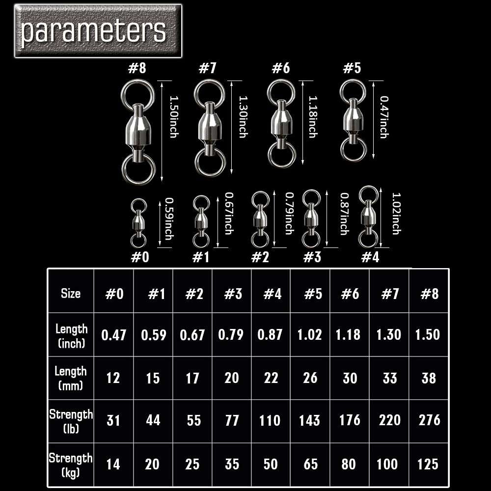 AMYSPORTS Barrel Ball Bearing Swivel Saltwater Stainless Rolling Fishing Swivel Steel High Strength Fishing Swivels Connector Solid Welded Rings Black Nickel 25pcs 31lbs 6