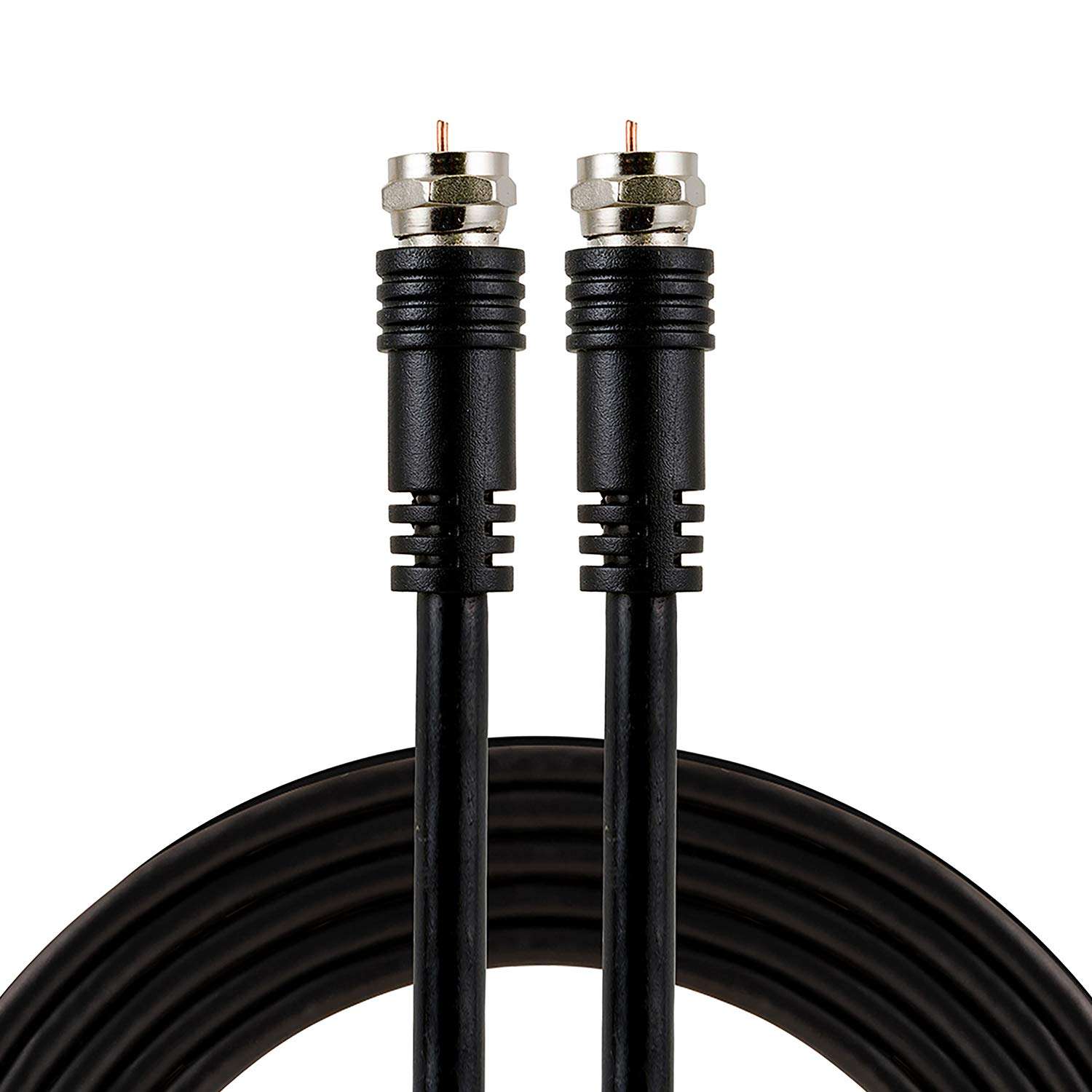 GE RG59 Coaxial Cable 25ft. (7.6m), Black, F-Type Connections Jacks, Low Loss, Double Shielded Coax Cable, Input/Output, Ideal for Antennas, DVR, VCR, Satellite to TV, 23210 1