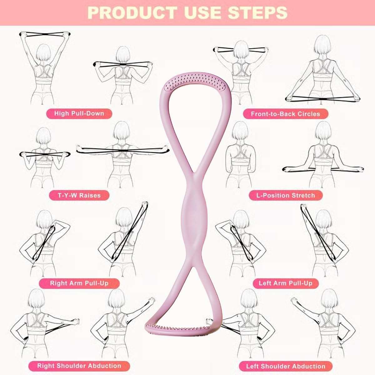 Resistance Bands, Figure 8 Exercise Bands with Handles for Women and Men, Elastic Stretch Bands for Working Out, Full Body Training, Arm, Chest, Shoulder, Yoga (15lbs+25lbs+35 lbs) 6