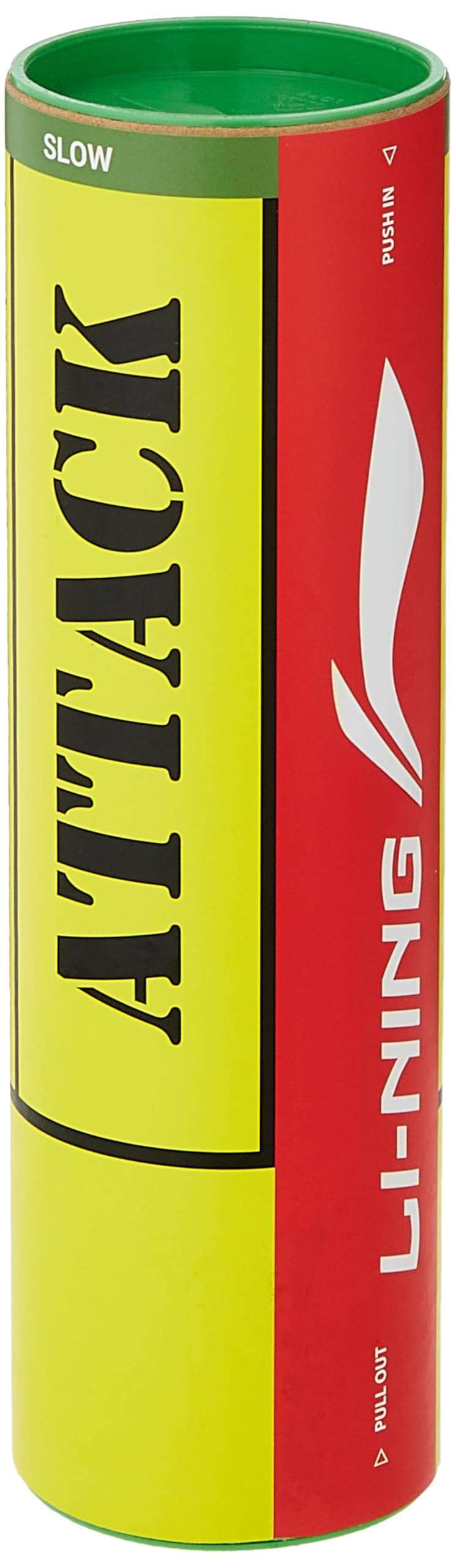 Li-Ning Attack Nylon Badminton Shuttlecocks (Yellow, Slow Speed) | Extreme Durability | Synthetic Cork