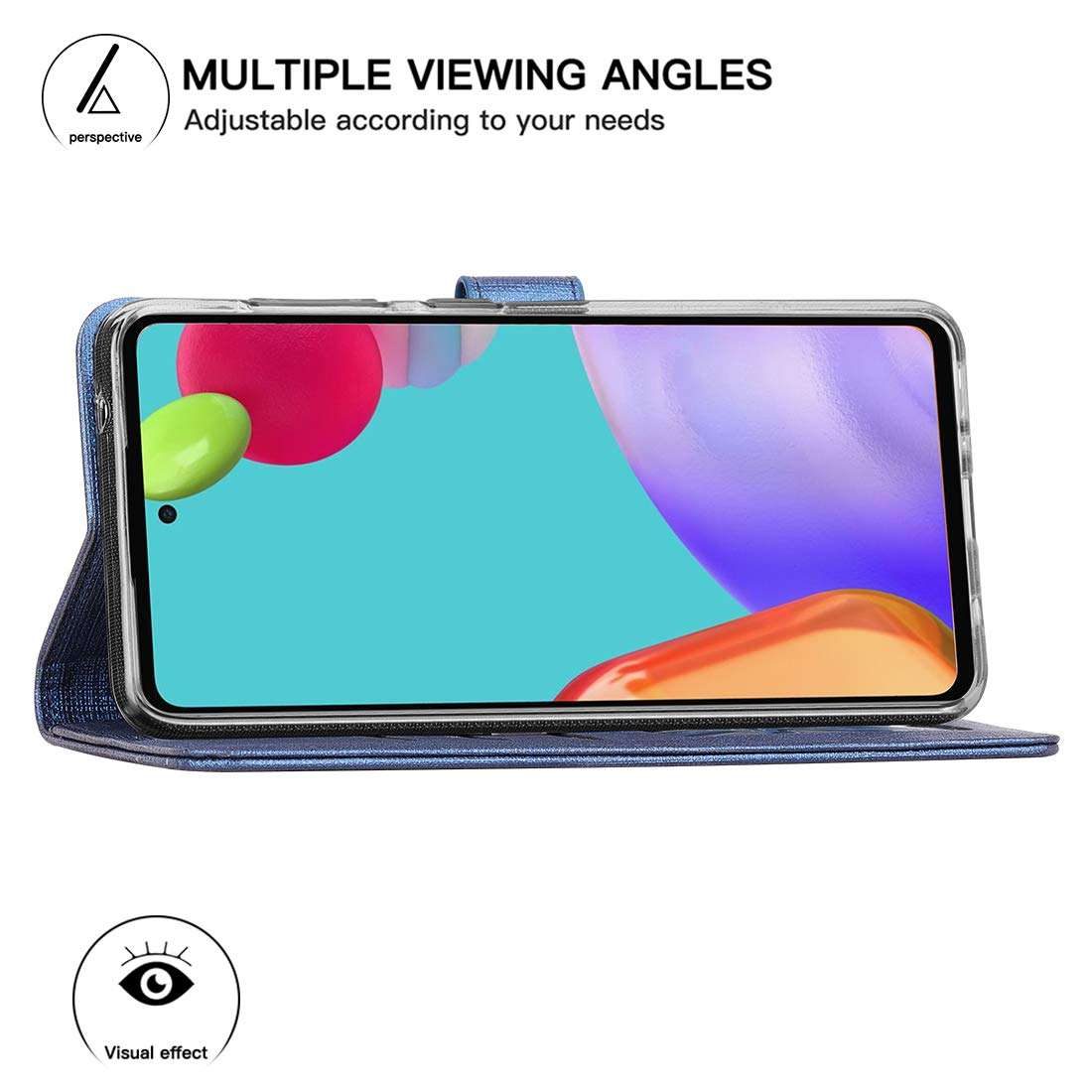 Feitenn Slim Flip Wallet Case for Samsung Galaxy A52 5G Phone Case, Leather Folio Cover Stand Card Slots Holder Magnetic Closure Bumper Shockproof Defender Shell for Samsung Galaxy A52 5G 2021 - Blue 2