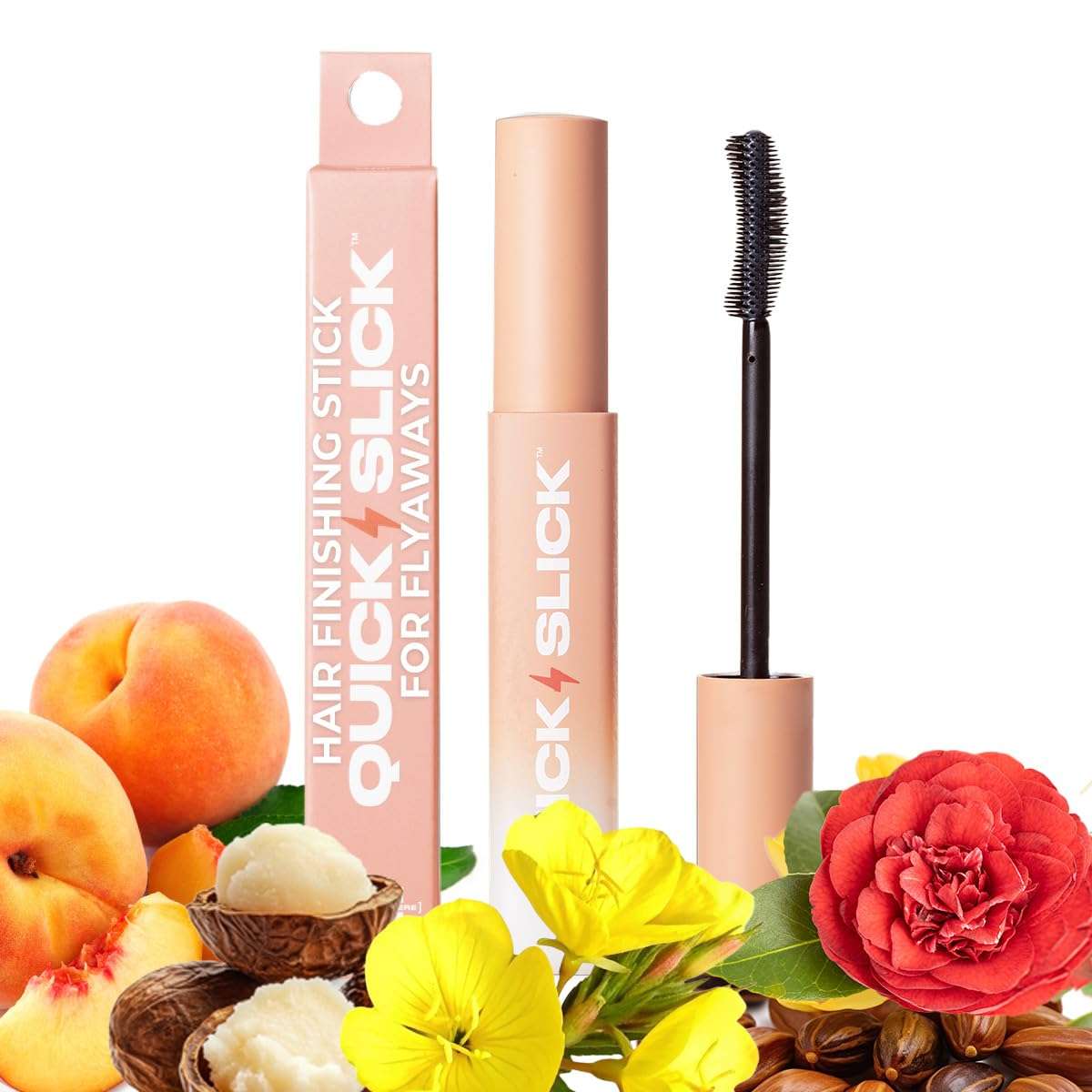 INH Hair Mascara for Flyaways | Quick Slick Hair Finishing Stick for Flyaways, Frizz Control, & Slick Back Look | Non Greasy & Non Comedogenic Smoothing Serum & Frizz Tamer Wand | Peach Tart, 18ml 1