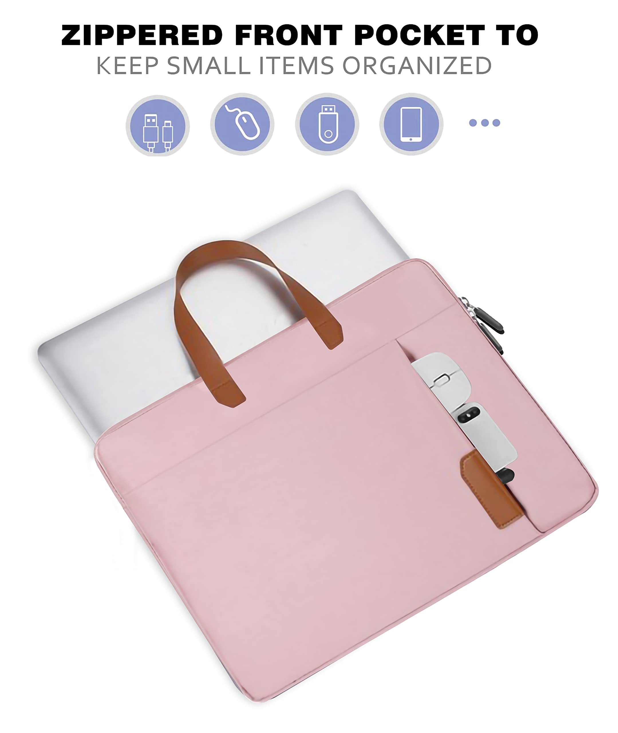 TGK 360° Protective Sleeve Carry Case Bag Cover for iPad Pro 12.9 M1 2021/2020/2018, Surface Laptop go 12.4/Pro X 13, Samsung Galaxy Tab S8+ 12.4", Tab S7 Plus 12.4 (12.9 inch, Pink) 5