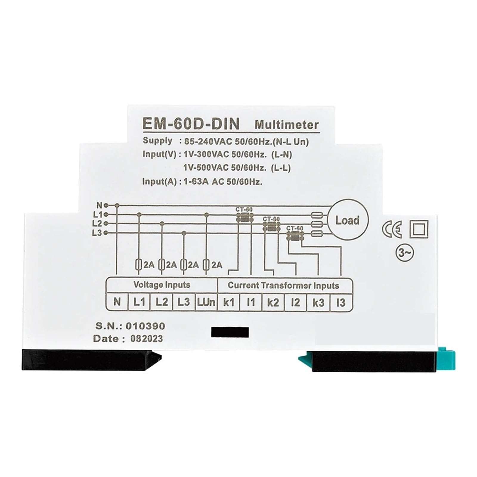 OGYTRVUFX Samwha-Dsp EM-XXD-DIN Digital Multimeter, Contains 3 C.T, Three Phase Volt(L-L),(L-N), Ampere,Frequency, Phase Sequence Display(250D(10-250A)) 5