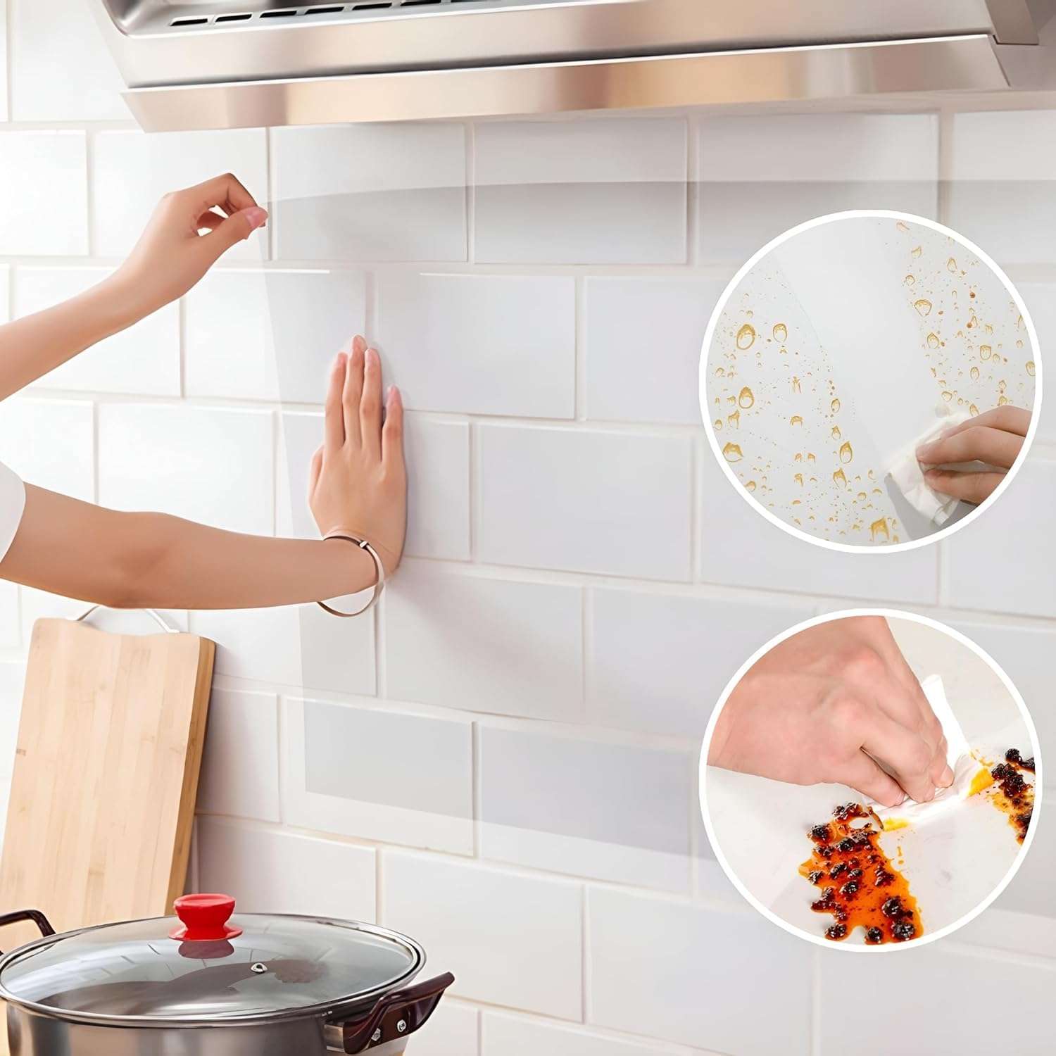 PAPIX Transparent Kitchen Wall Protection Film, Self-Adhesive Waterproof Wallpaper| Tile Cover-Kitchen Backsplash Furniture Clear Film (12 Inch X 2.7 Mtr) 6
