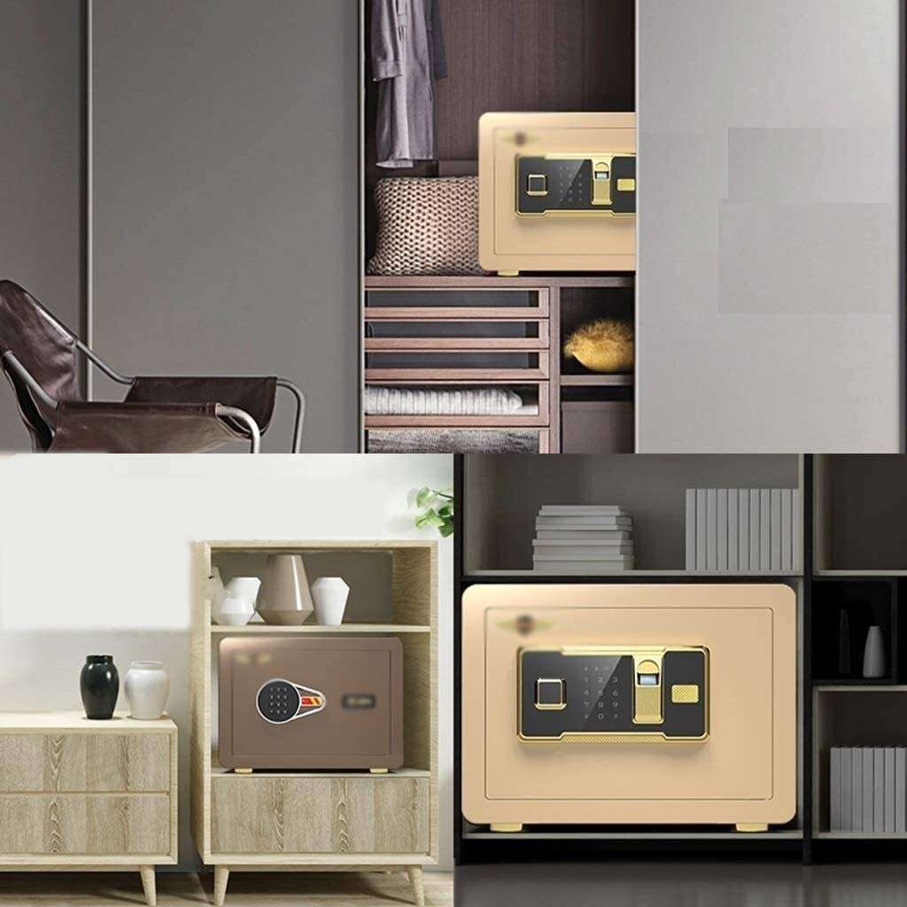 WANGJUNXIU Safe Small Electronic Password Anti-Theft Home Safe, Used for All Steel Lock Boxes from Office to Office, Used to Store Cash, Document Safe Safe Box (Color : Brown) 2