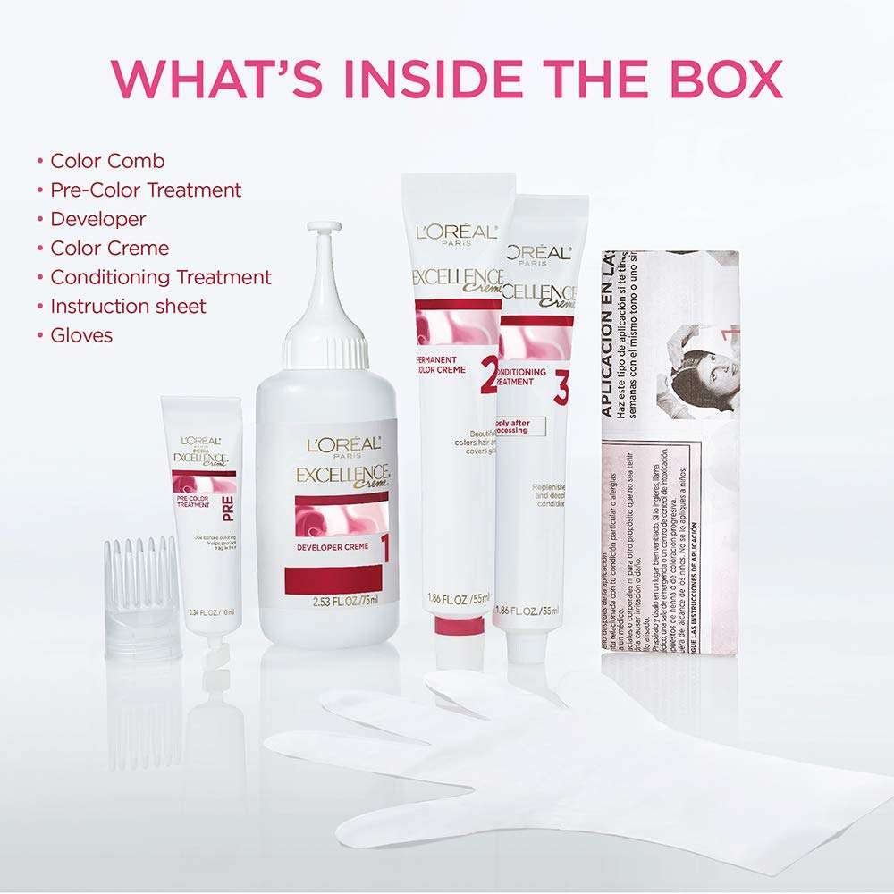 L'Oreal Paris Excellence Creme Permanent Hair Color, 1C Cool Black, 100 percent Gray Coverage Hair Dye, Pack of 1 2