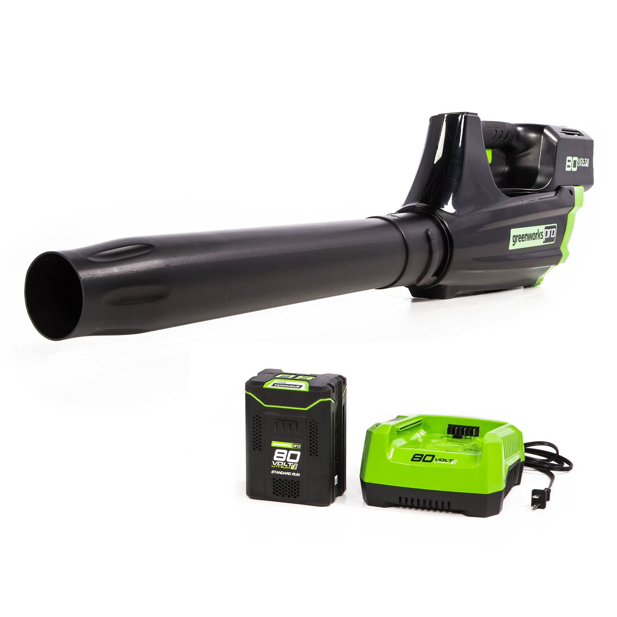Greenworks 80V (125 MPH / 500 CFM / 75+ Compatible Tools) Cordless Axial Leaf Blower, 2.0Ah Battery and Charger Included 1