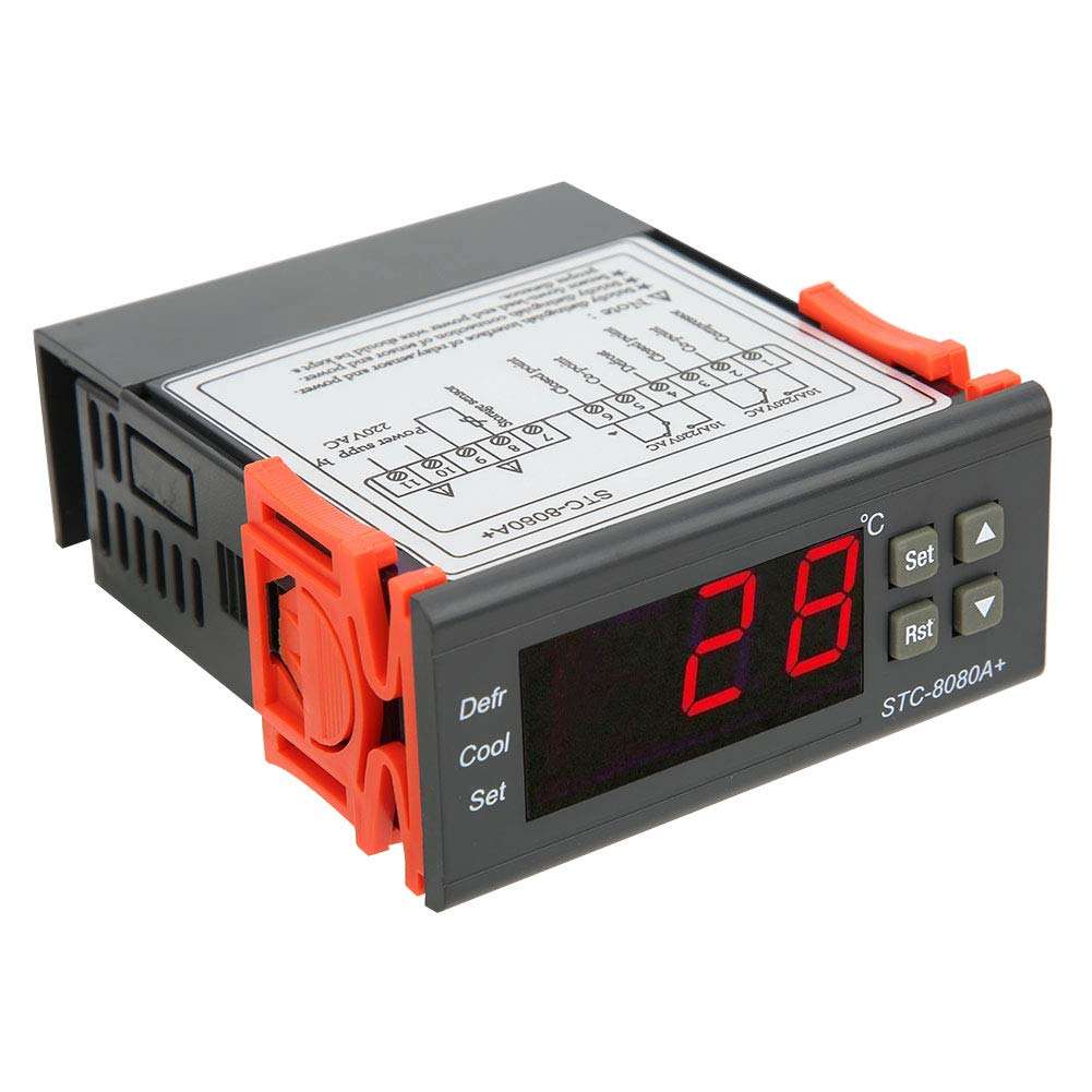 Digital Thermostat Temperature Controller, STC-8080A+ Digital Thermostat Refrigerating Defrosting Alarming Temperature Controller 1