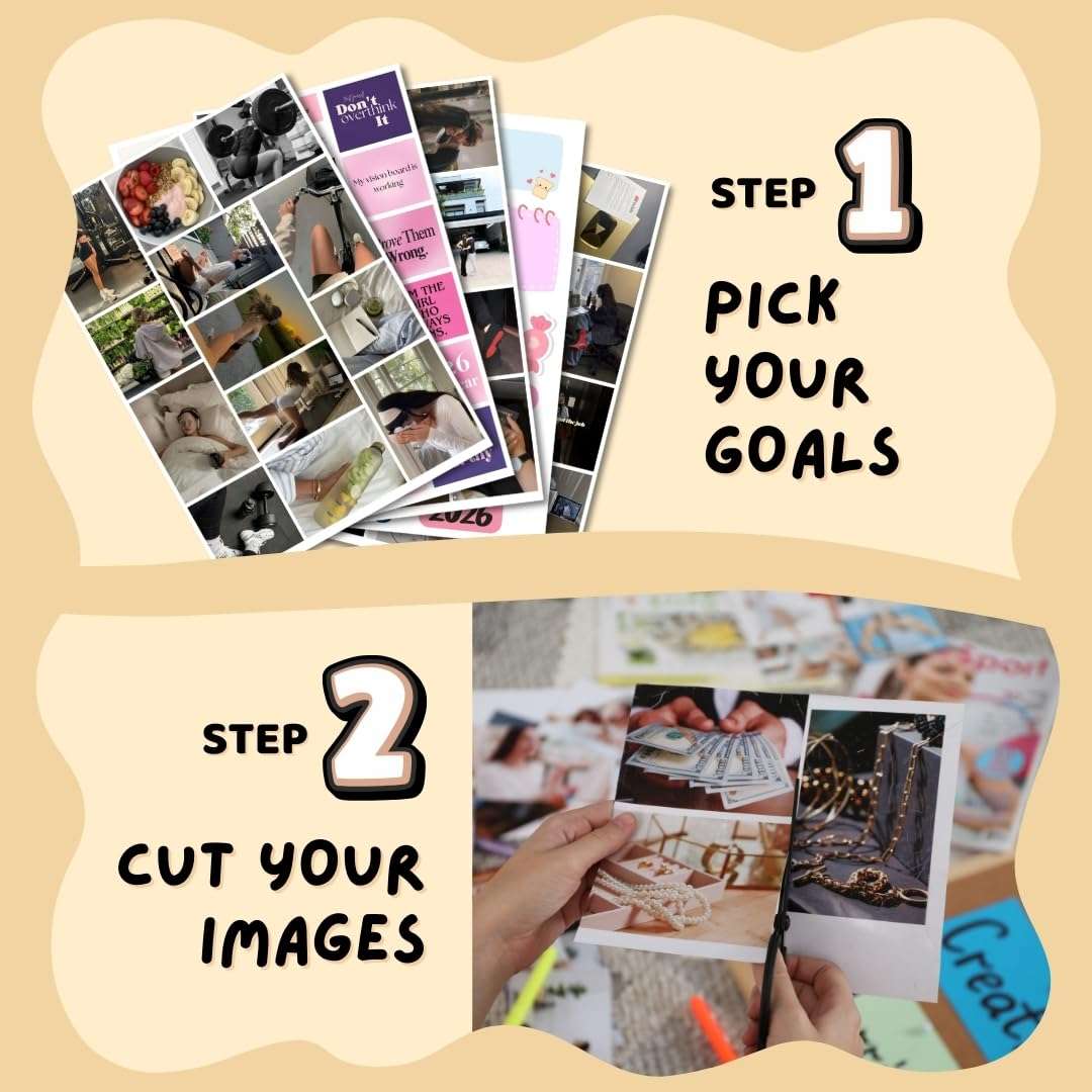 Manifestation Poster | 2026 Vision Board Supplies (200+ Elements, 12 A4 Sheets, A4 Board with Hook) Aesthetic | Life Goals Quotes Daily Affirmations for Women | Manifestation Posters | Manifest Dream Life Poster for Wall 4