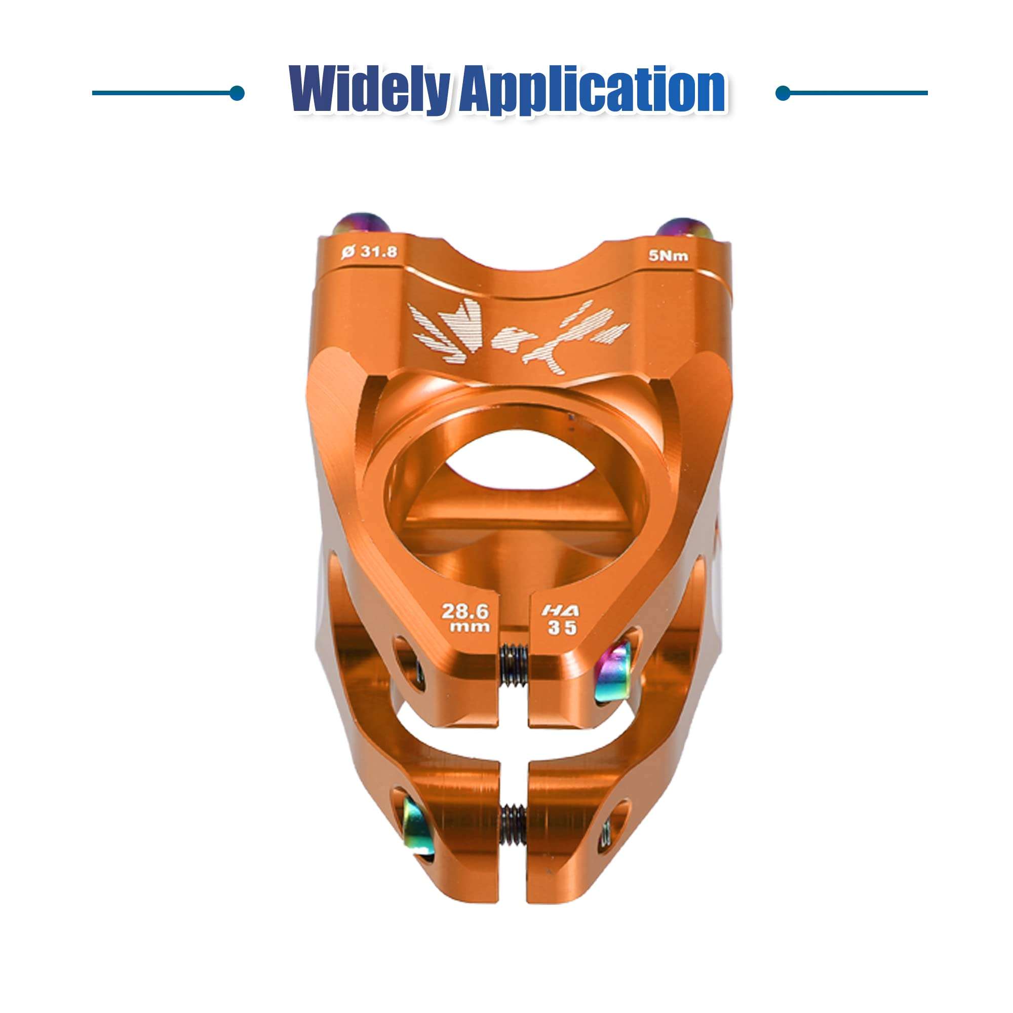 X AUTOHAUX CNC Aluminum Alloy 35mm Mountain Bike Stem for Most Bicycle Road Bike Mountain Bike Cycling Handlebar Accessories Orange for 1-1/8 Steer Tube 31.8mm Handlebar 5